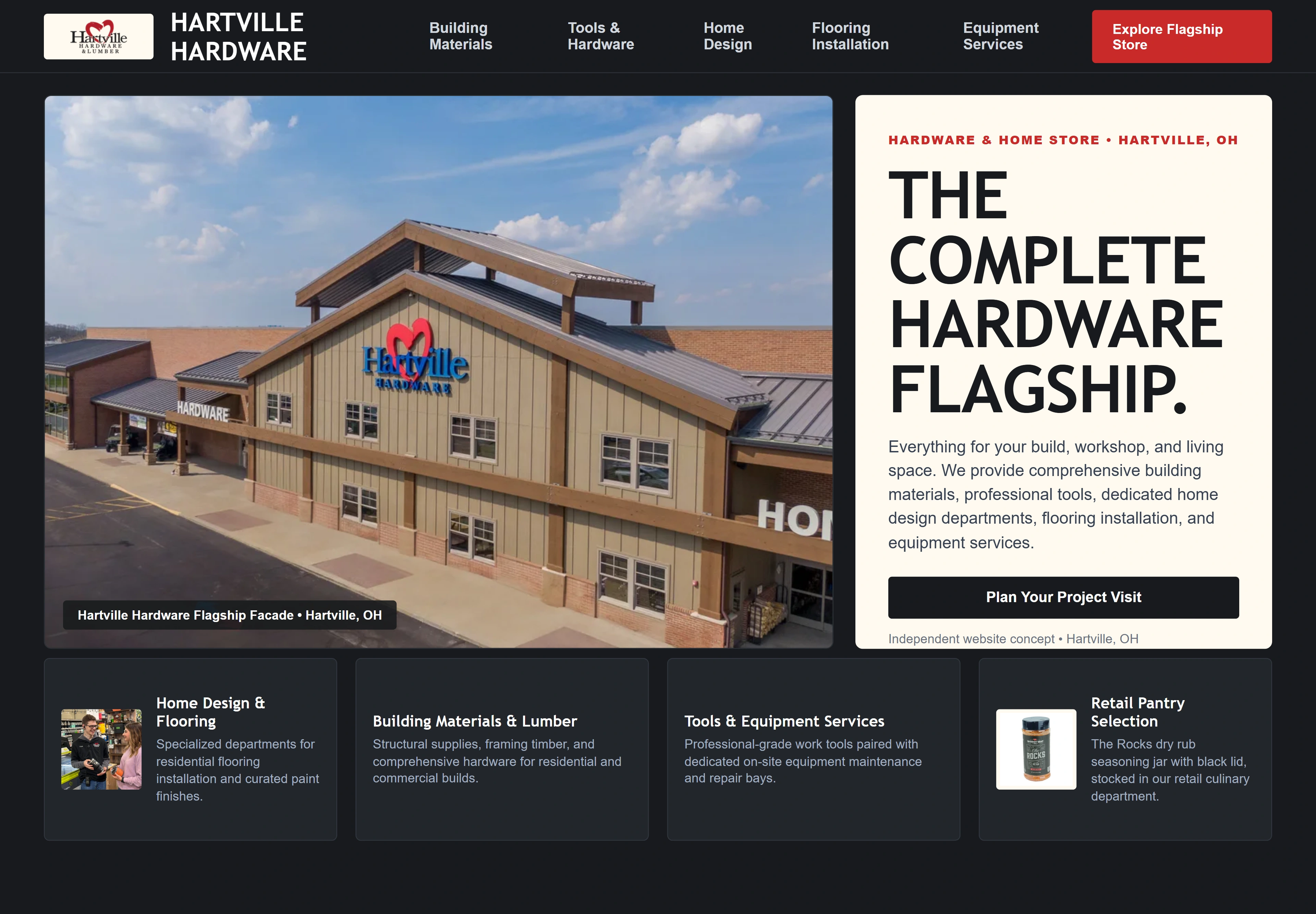Hartville Hardware, individual website design concept A
