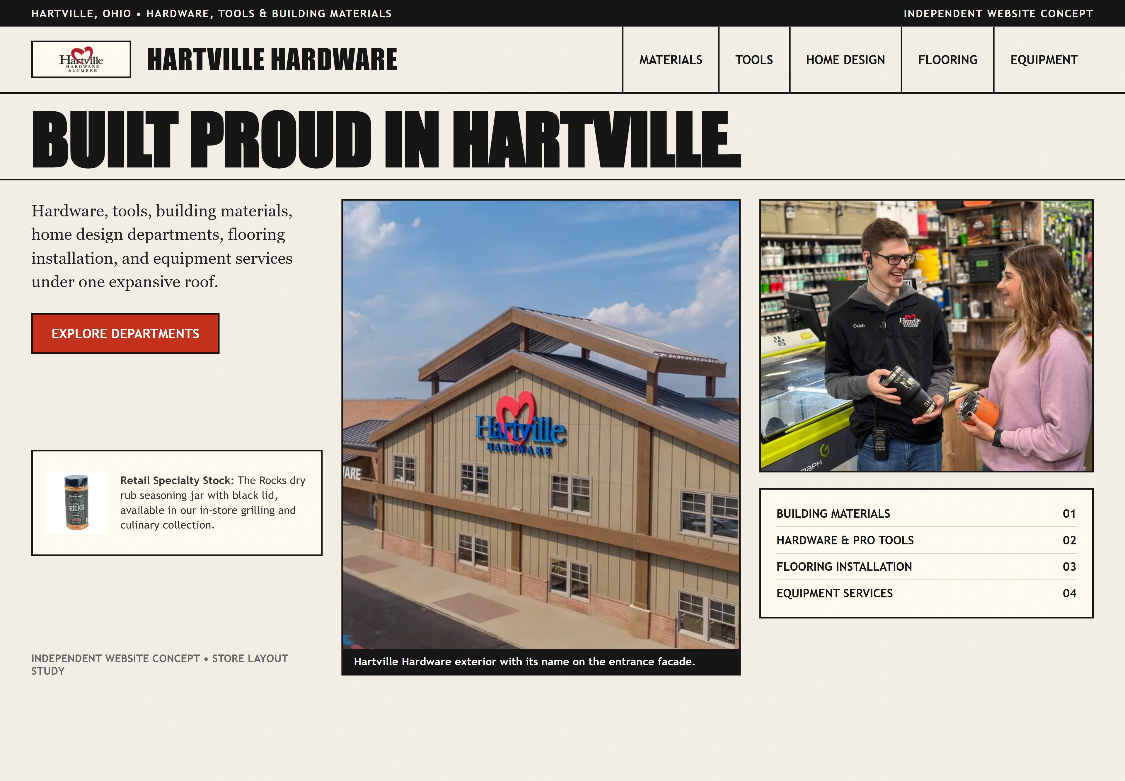 Hartville Hardware, individual website design concept B