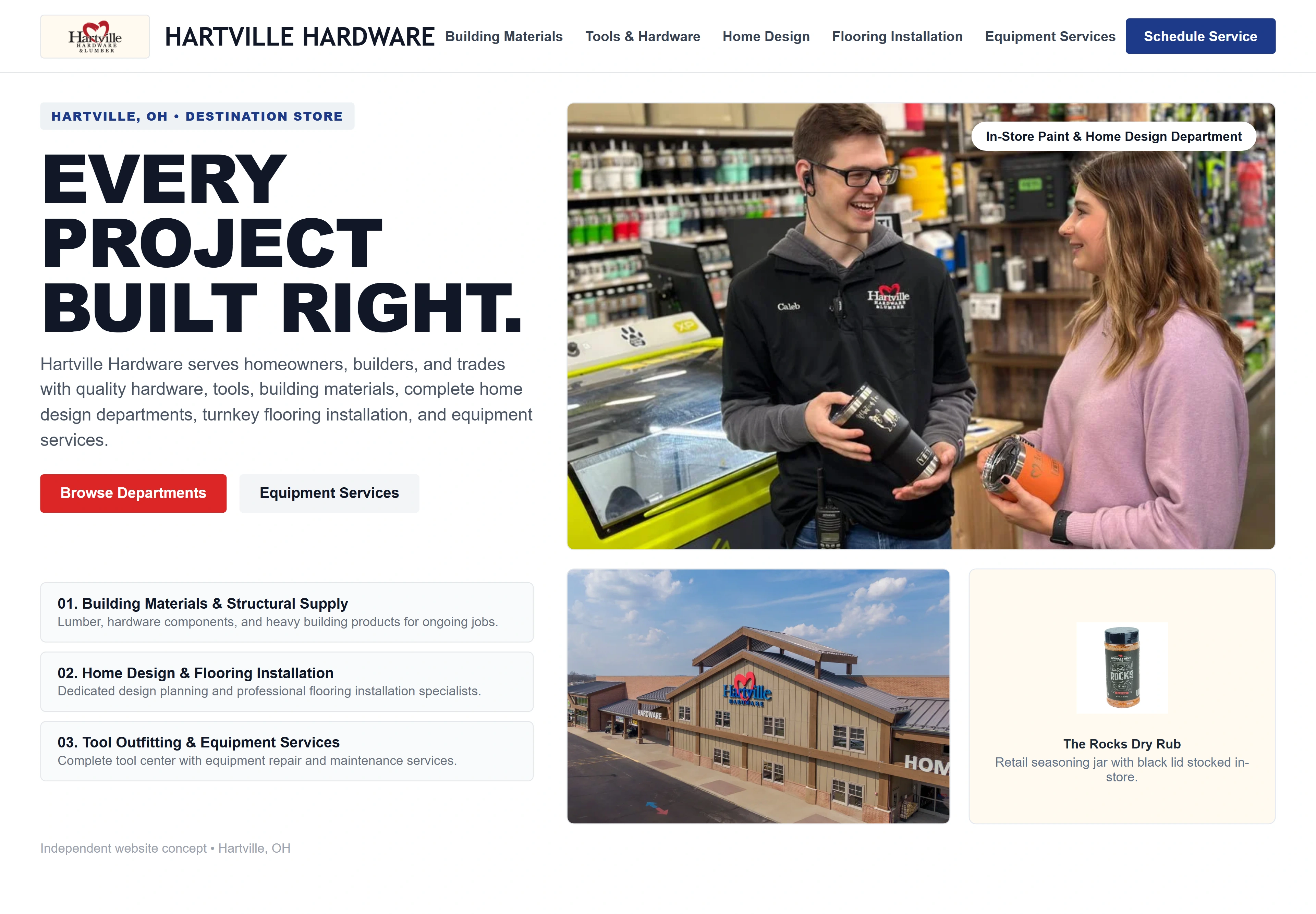 Hartville Hardware, individual website design concept C