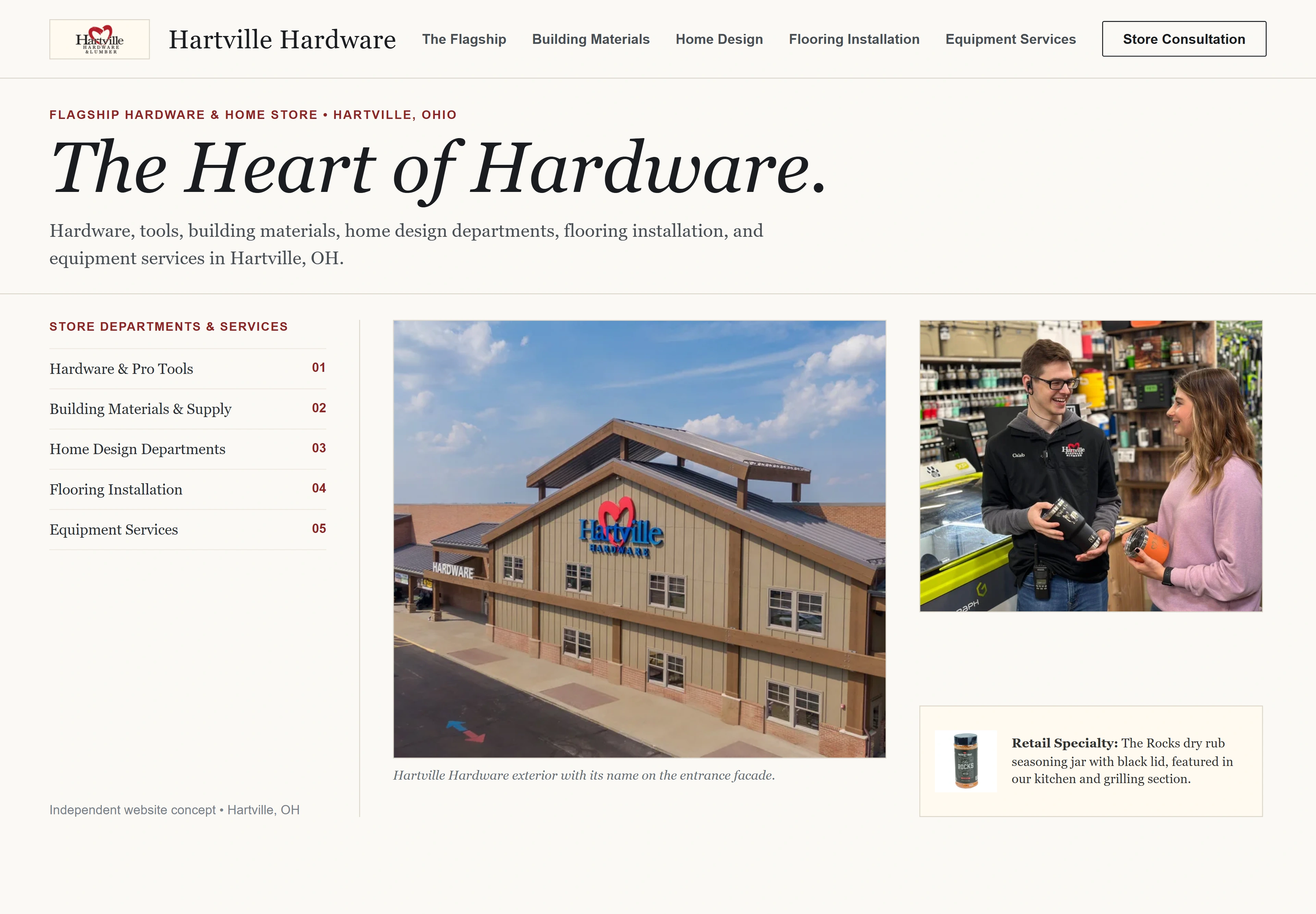 Hartville Hardware, individual website design concept D