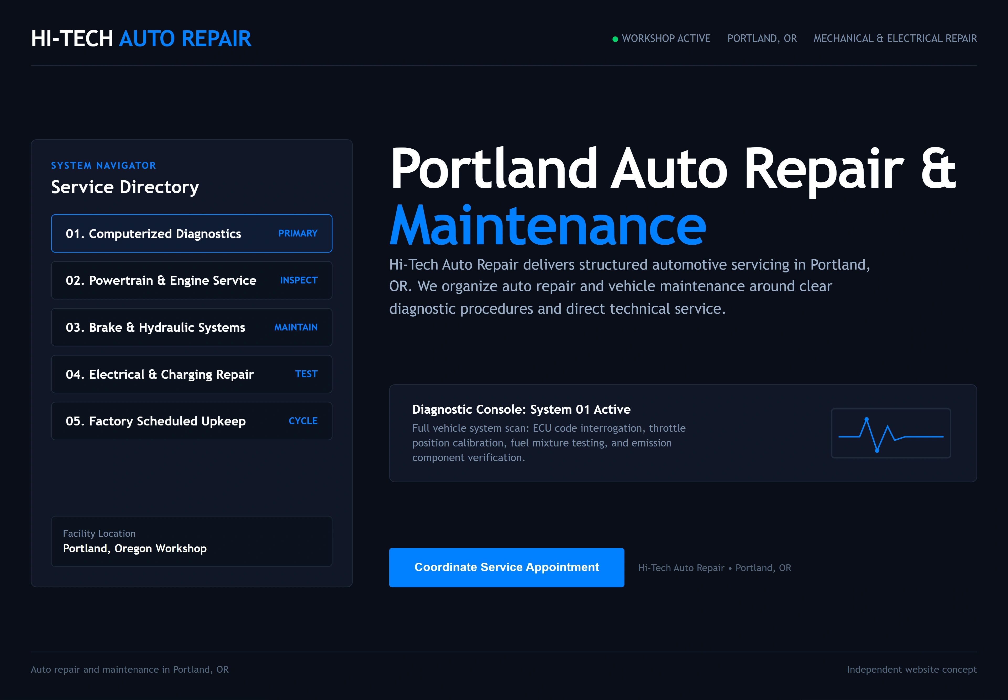 Hi-Tech Auto Repair, individual website design concept C