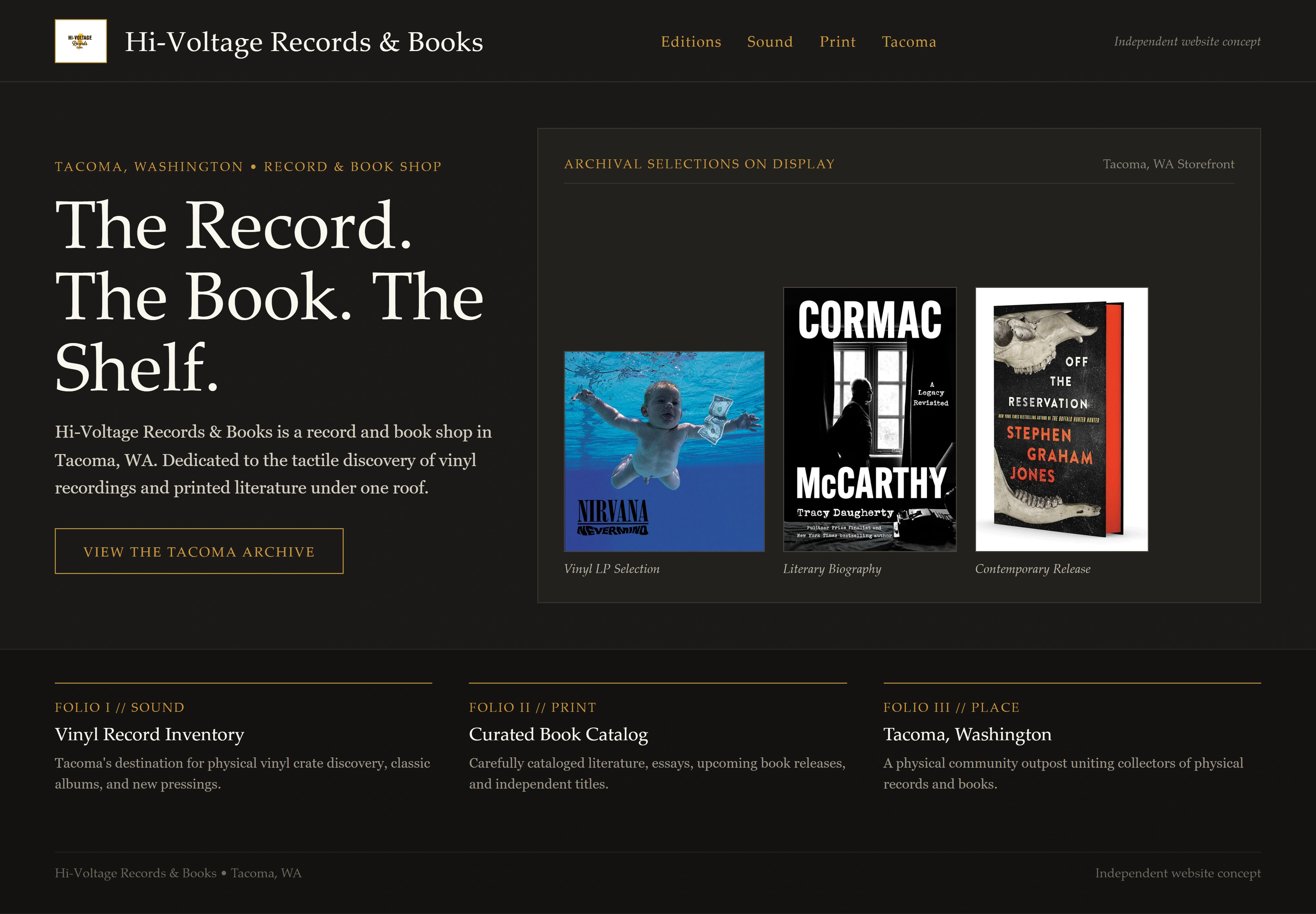 Hi-Voltage Records & Books, individual website design concept D