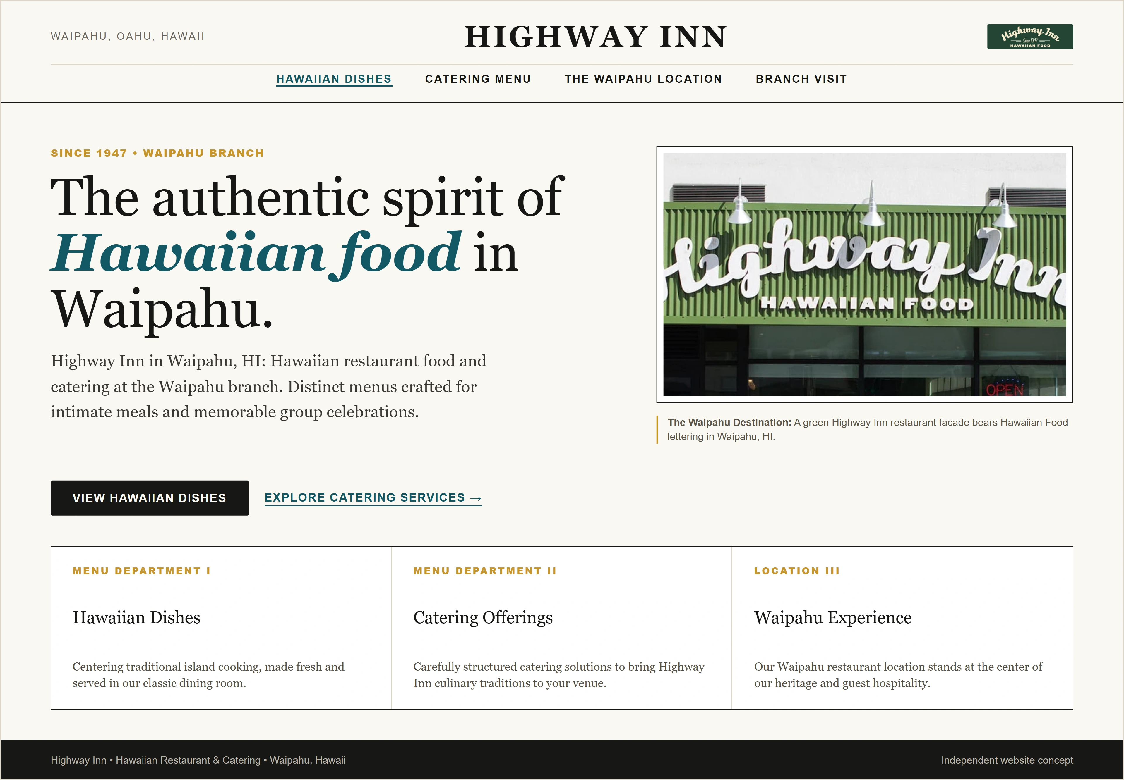 Highway Inn, individual website design concept D