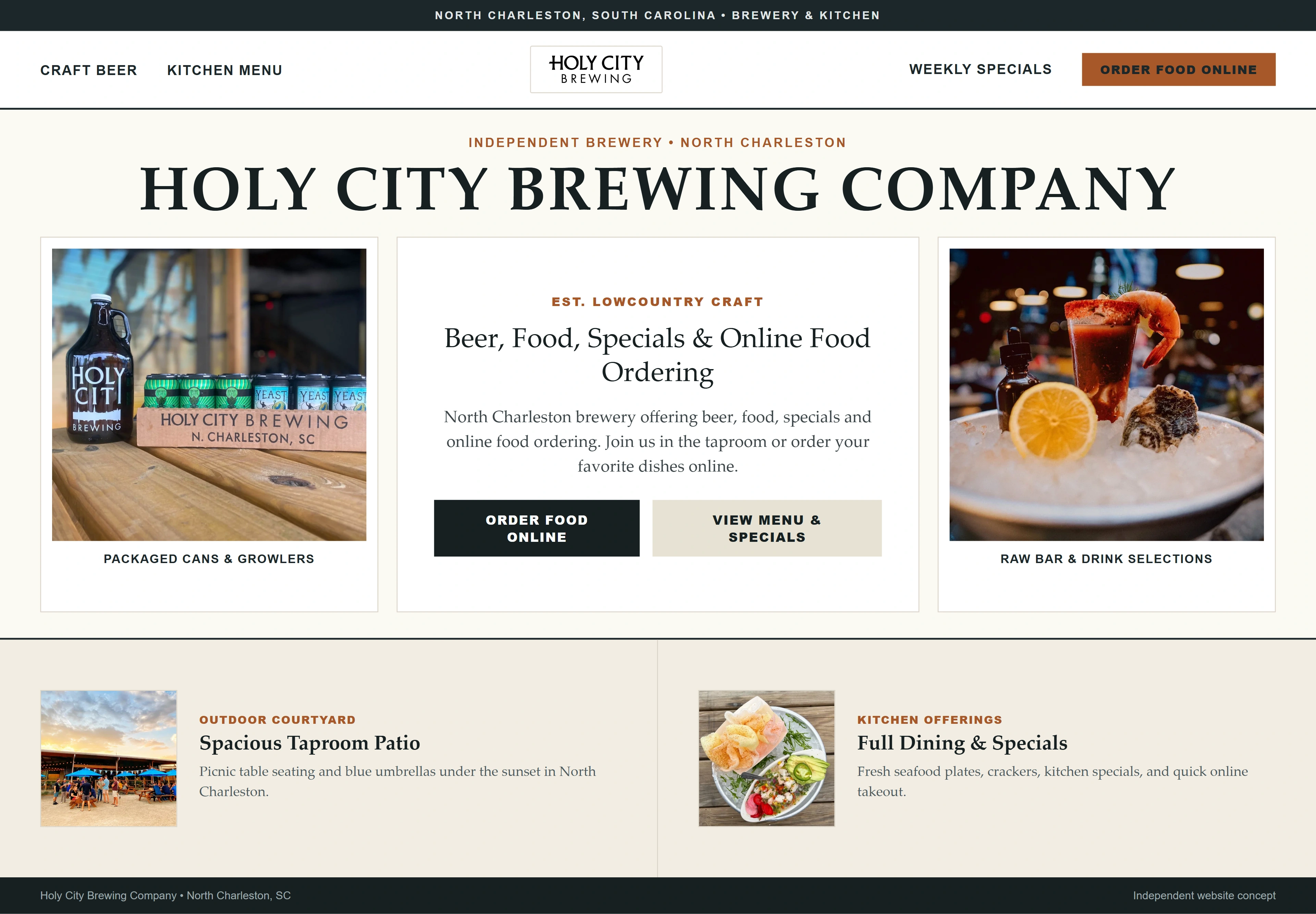 Holy City Brewing Company, individual website design concept B