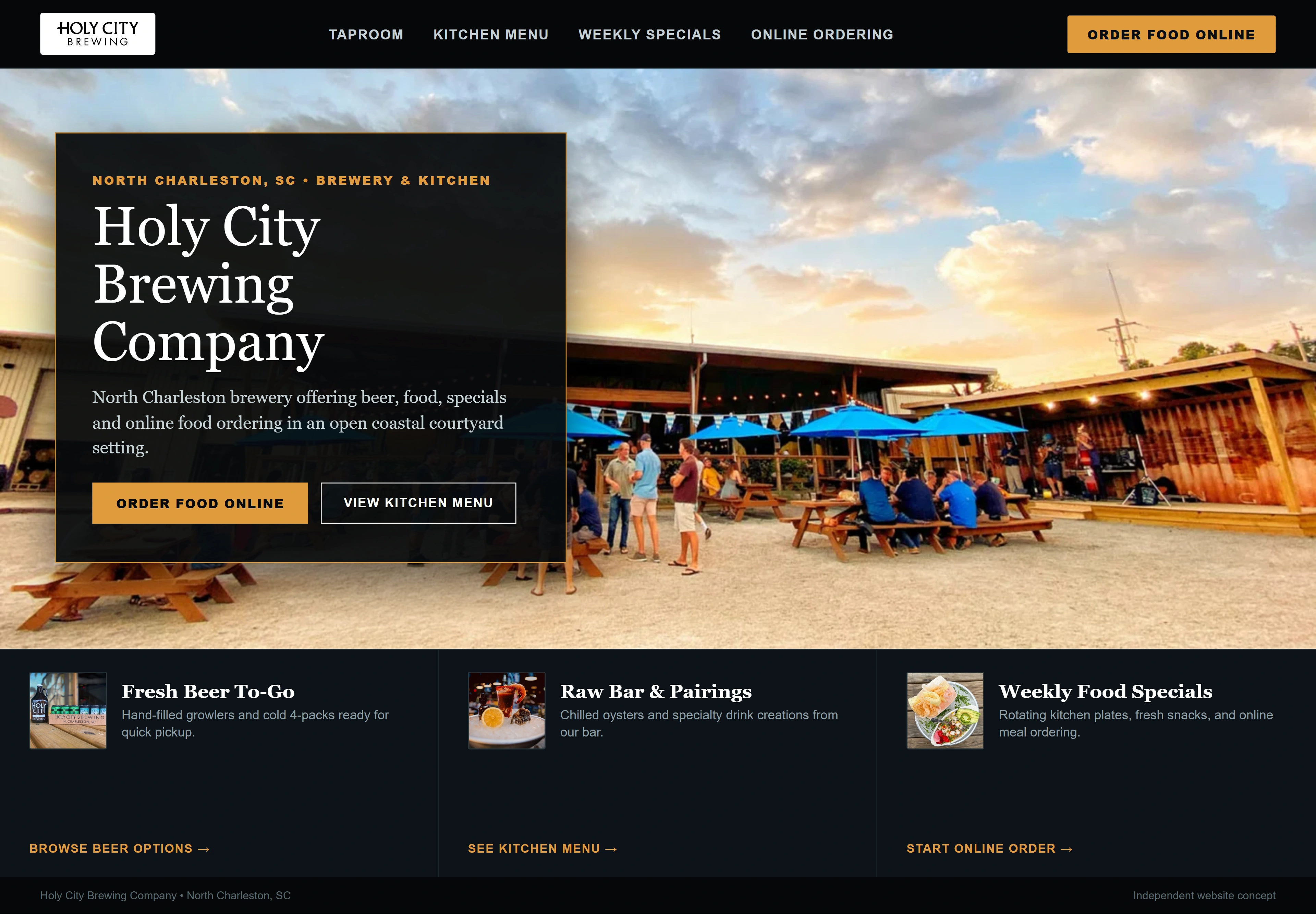 Holy City Brewing Company, individual website design concept C