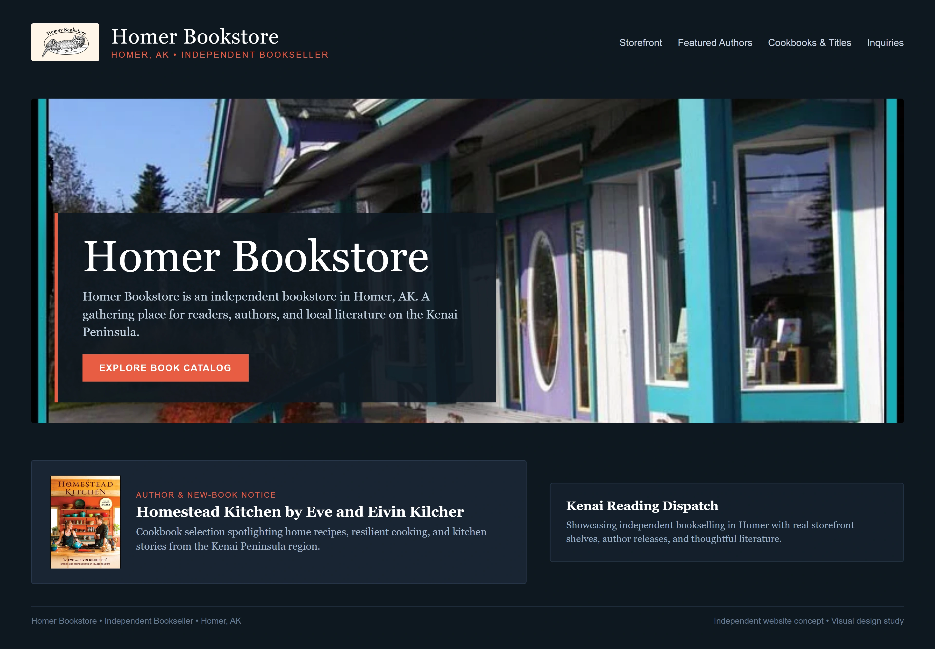 Homer Bookstore, individual website design concept B