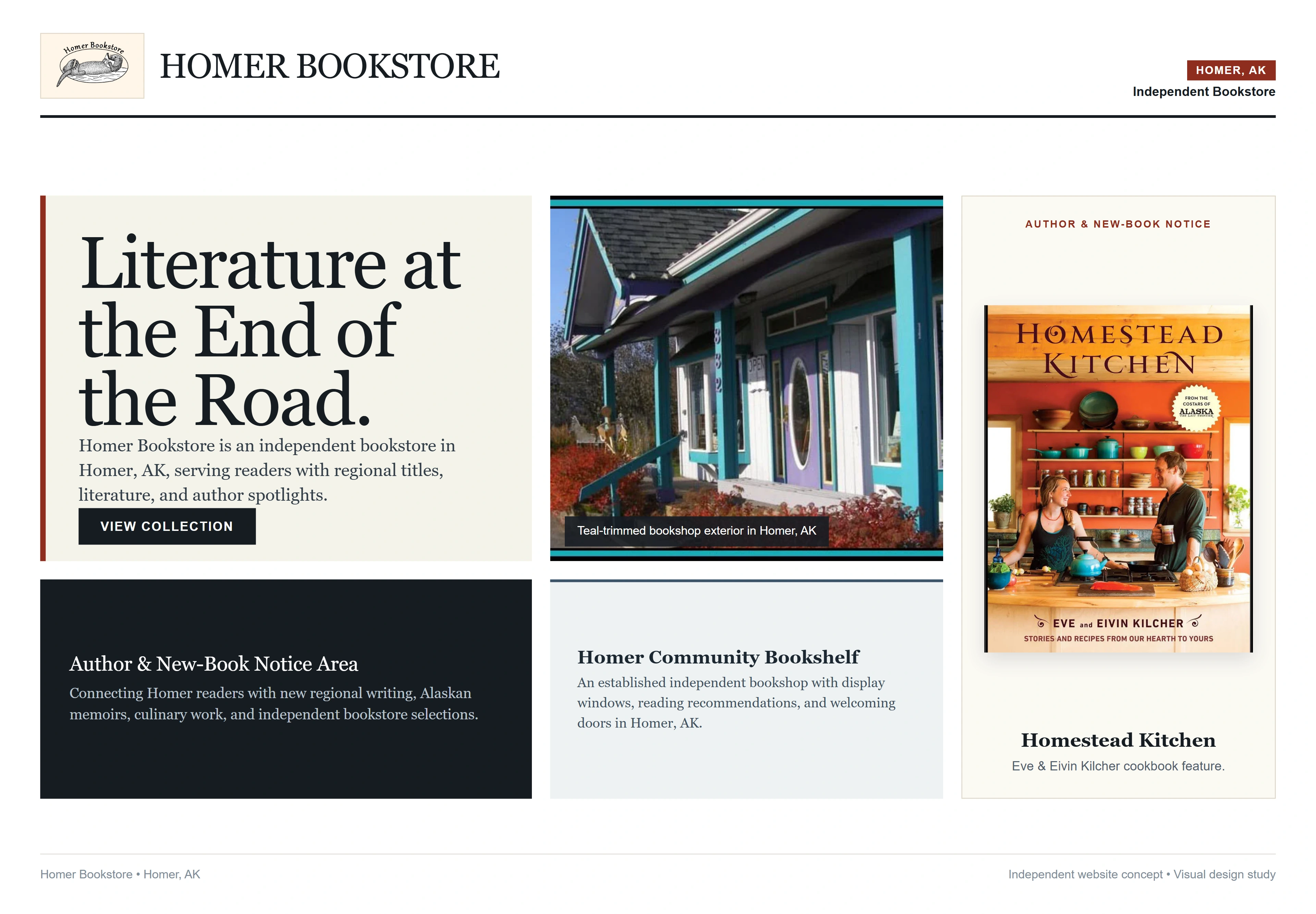 Homer Bookstore, individual website design concept C