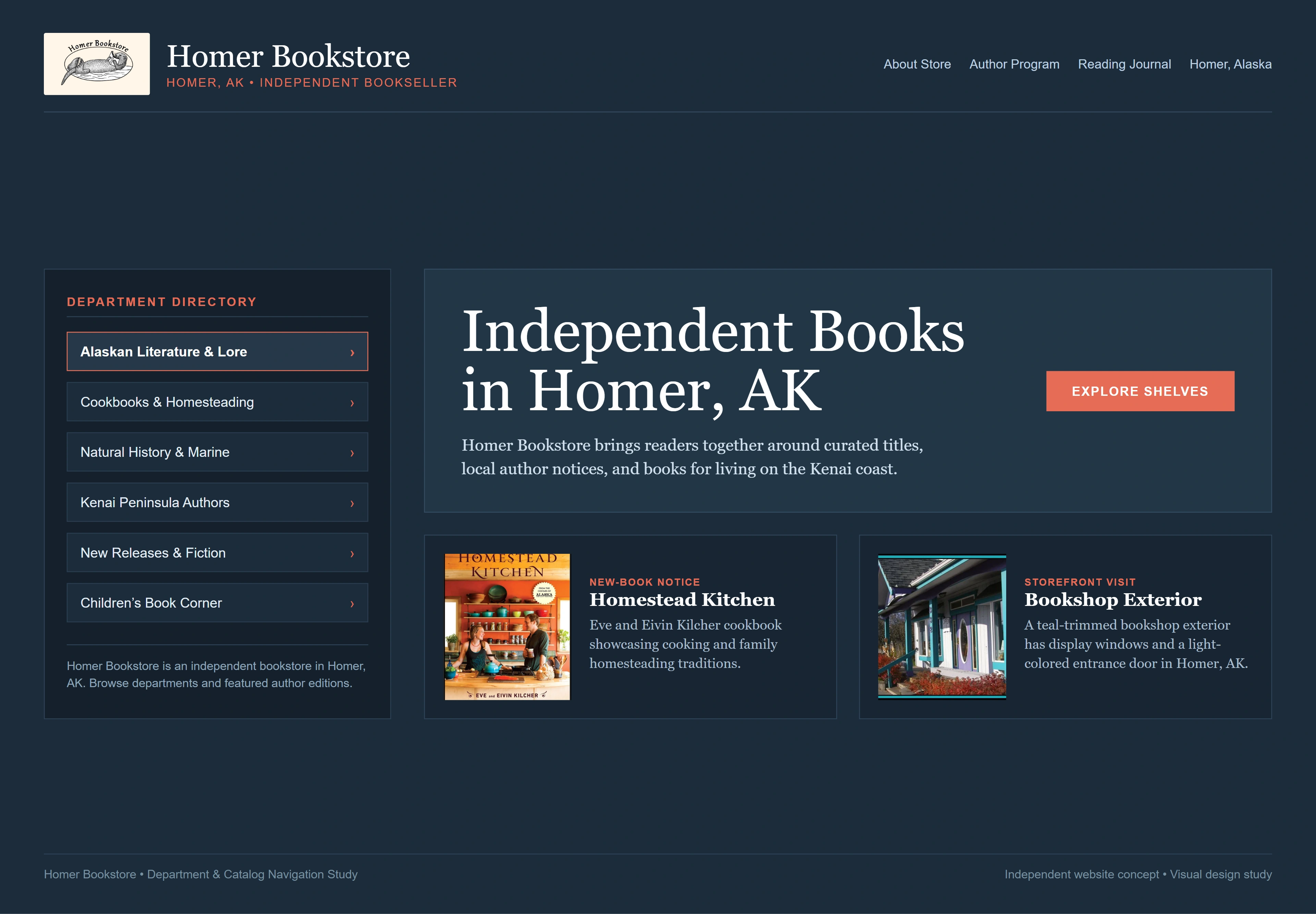 Homer Bookstore, individual website design concept D
