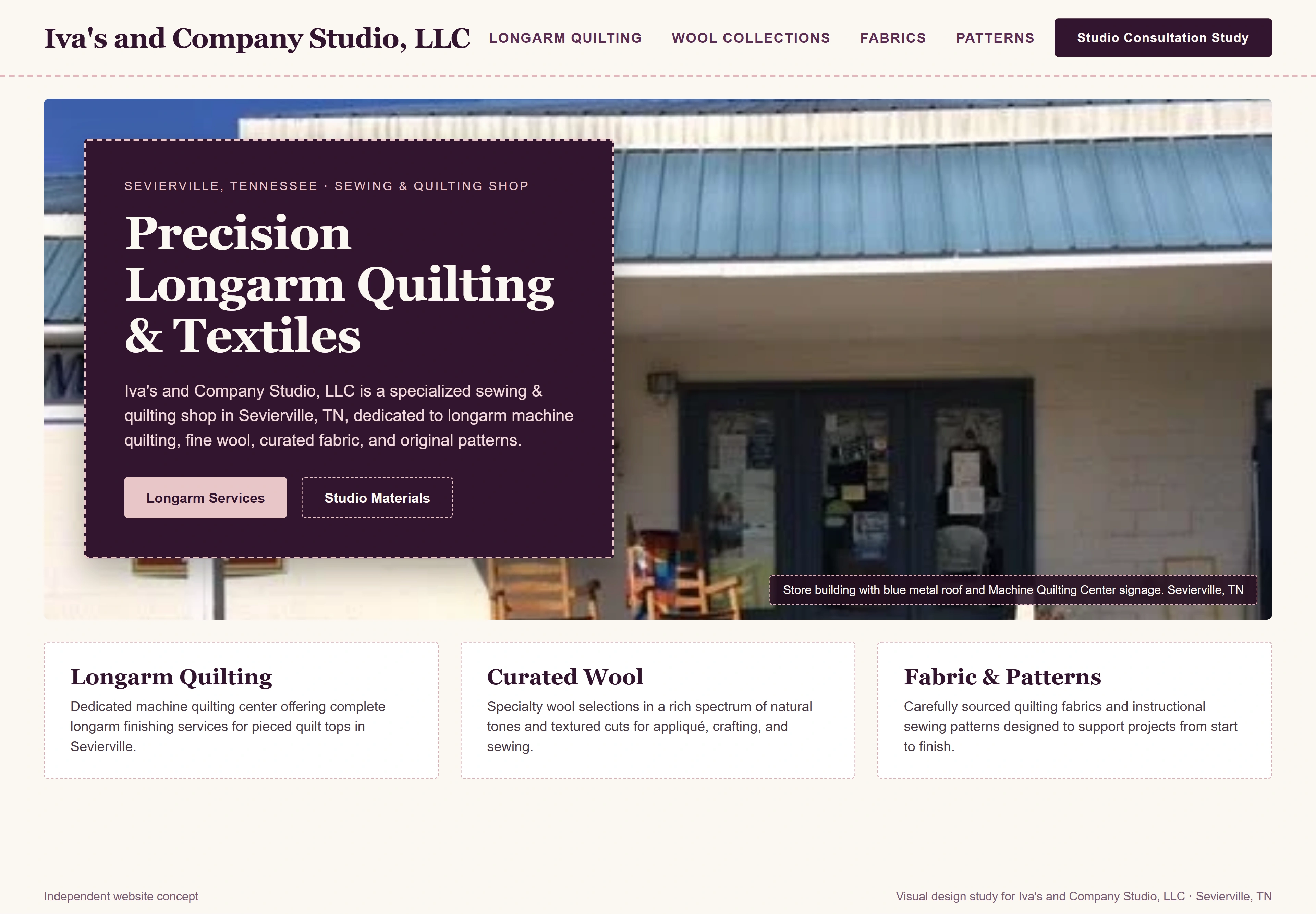 Iva's and Company Studio, LLC, individual website design concept A
