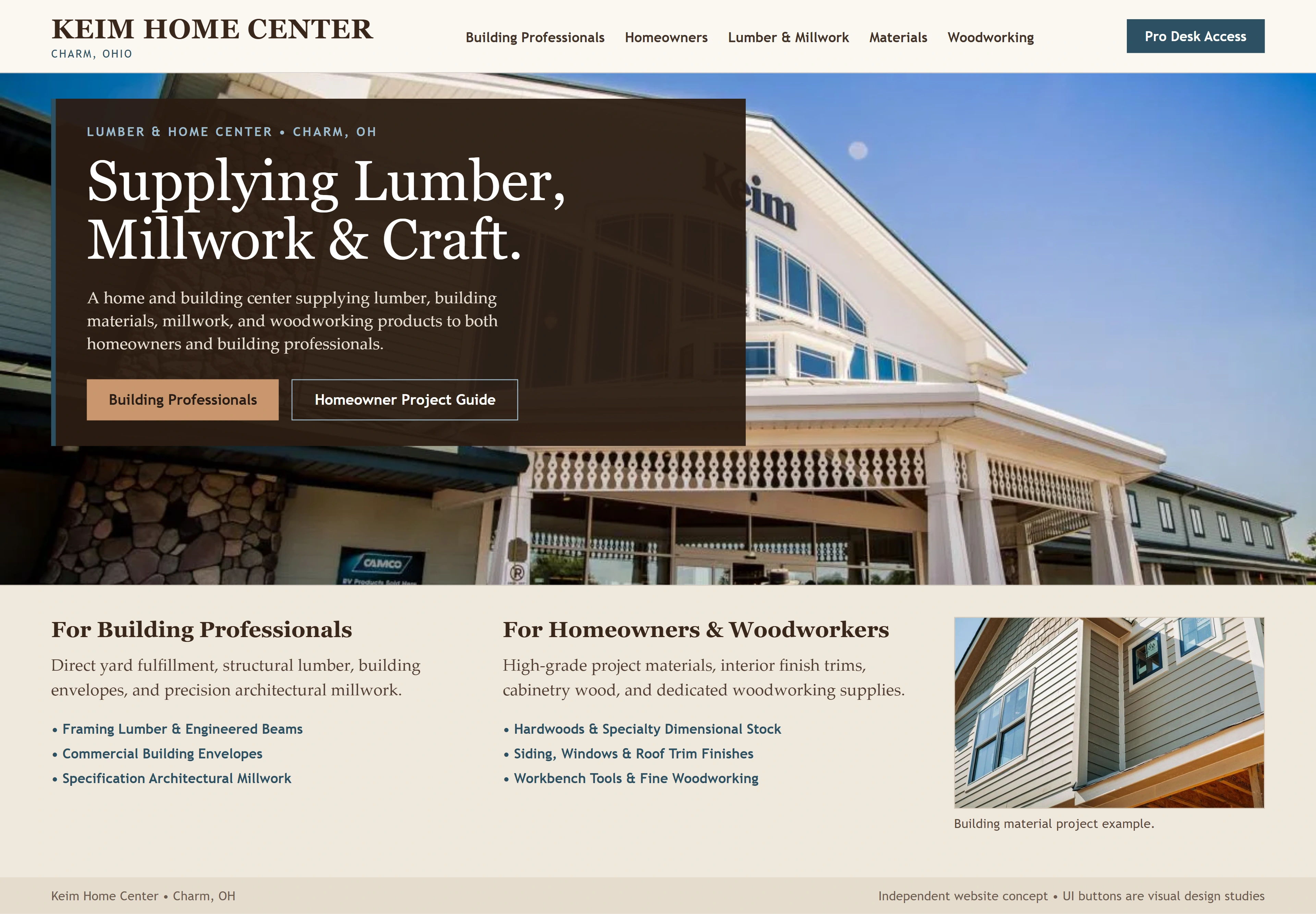 Keim Home Center, individual website design concept A