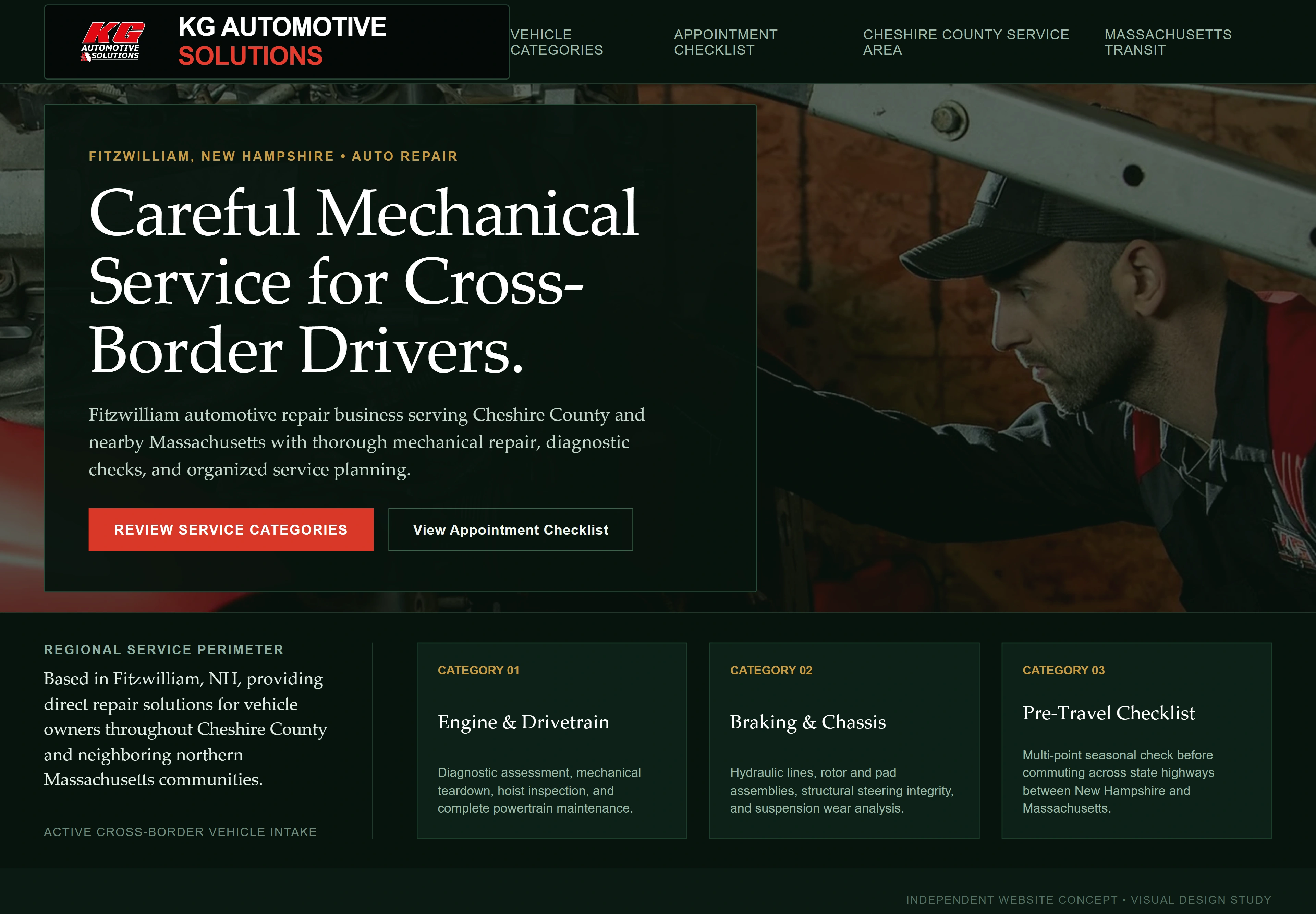 KG Automotive Solutions, individual website design concept A