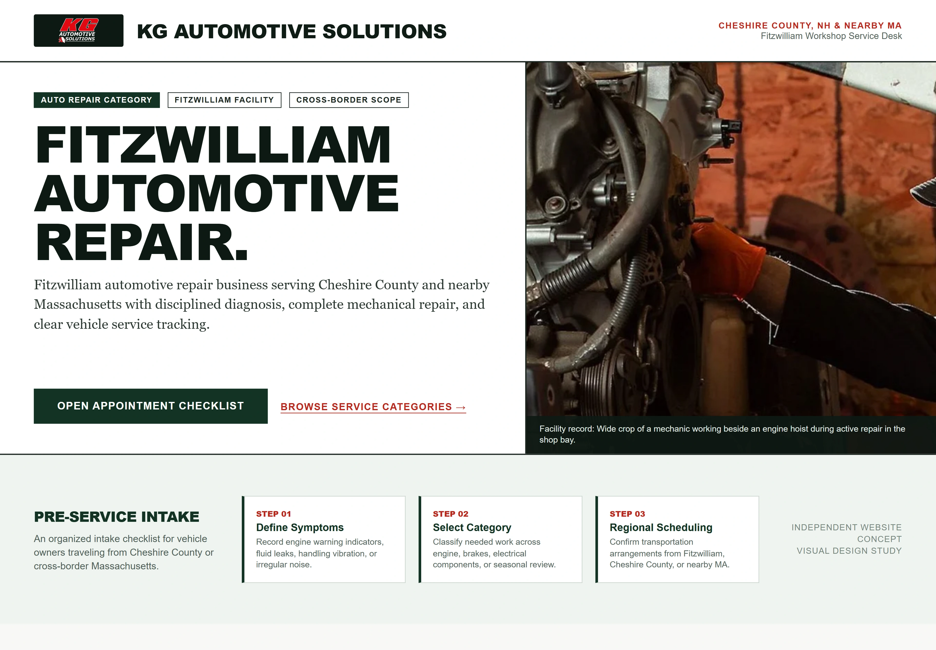 KG Automotive Solutions, individual website design concept B
