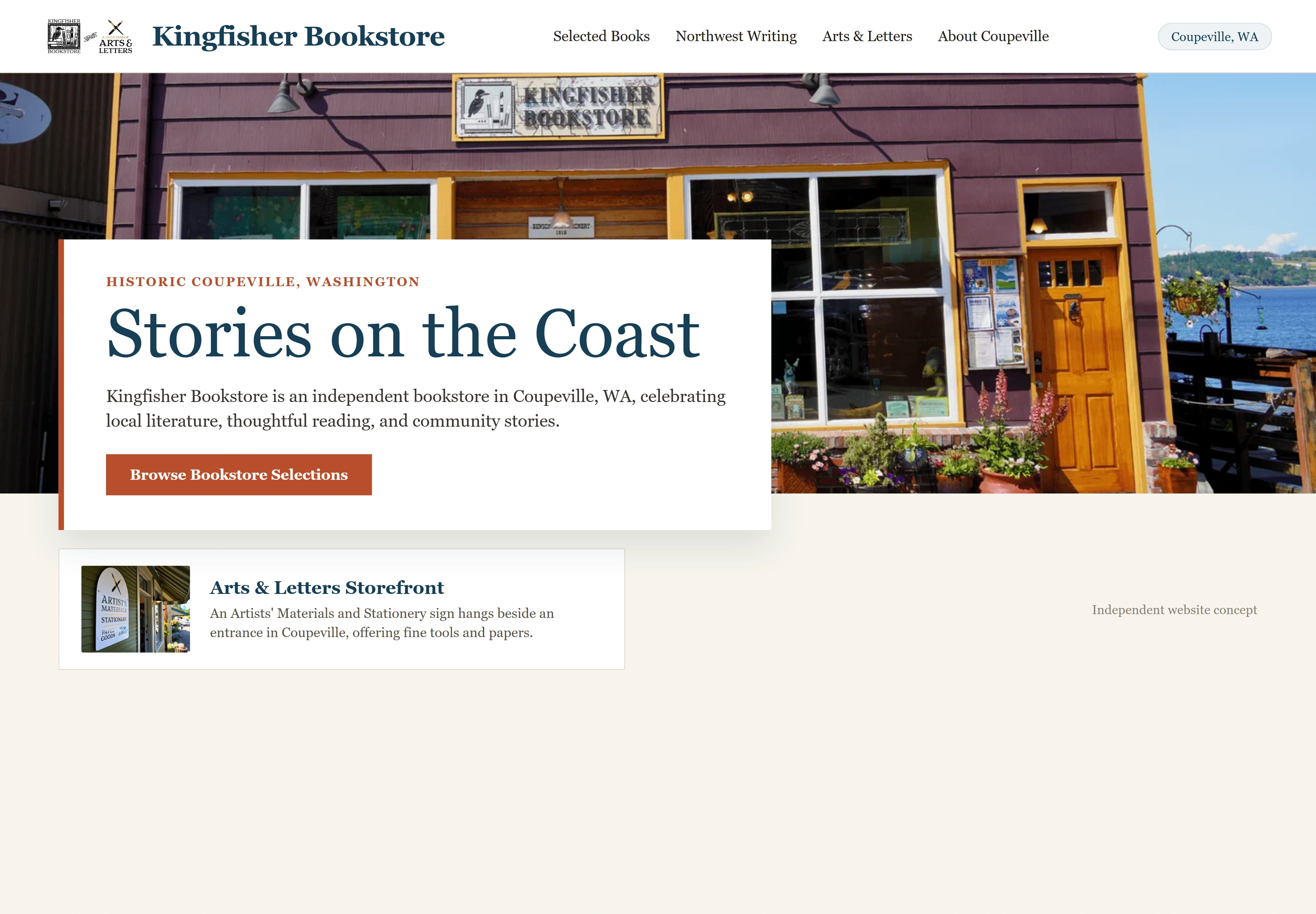 Kingfisher Bookstore, individual website design concept A
