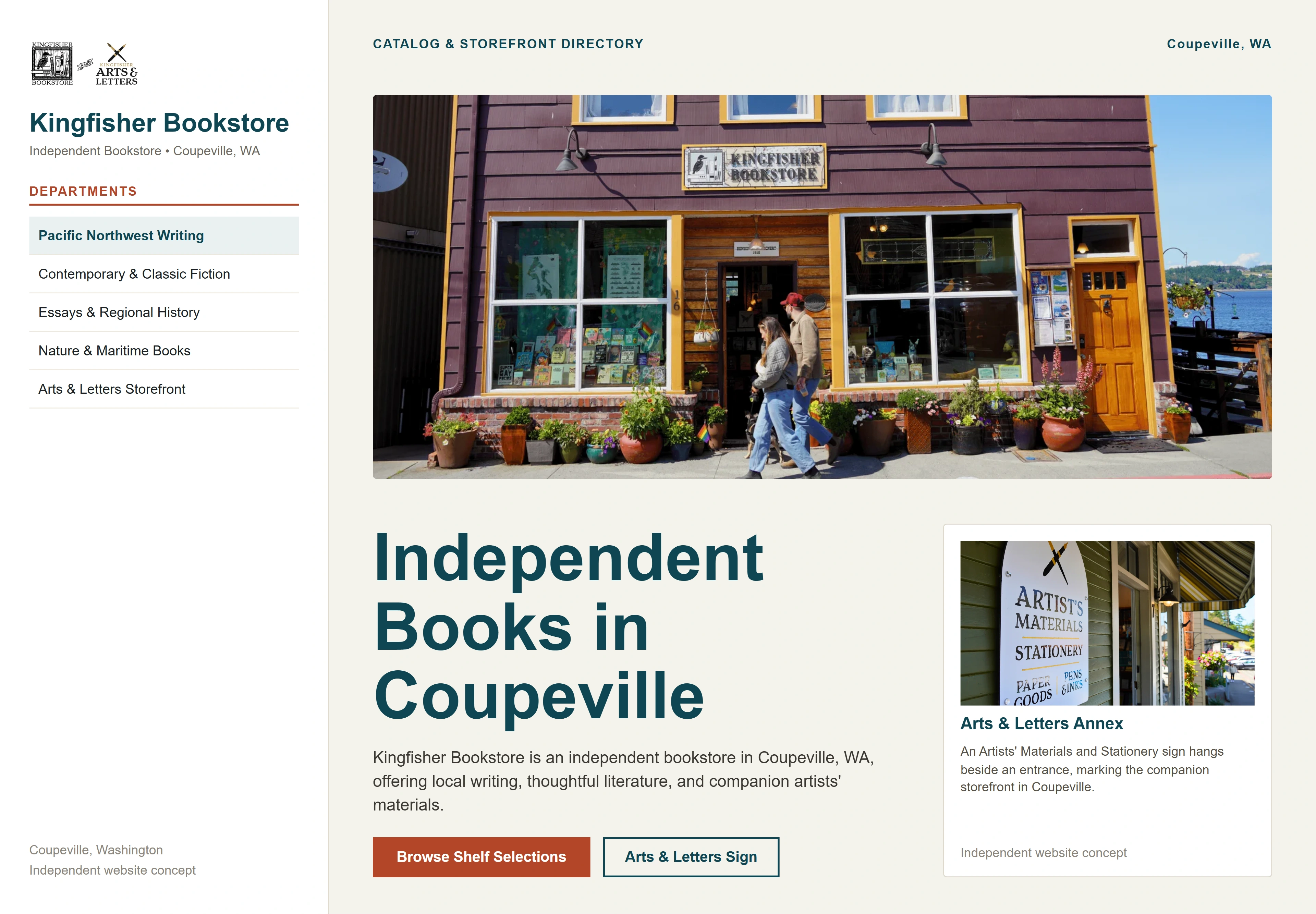 Kingfisher Bookstore, individual website design concept C
