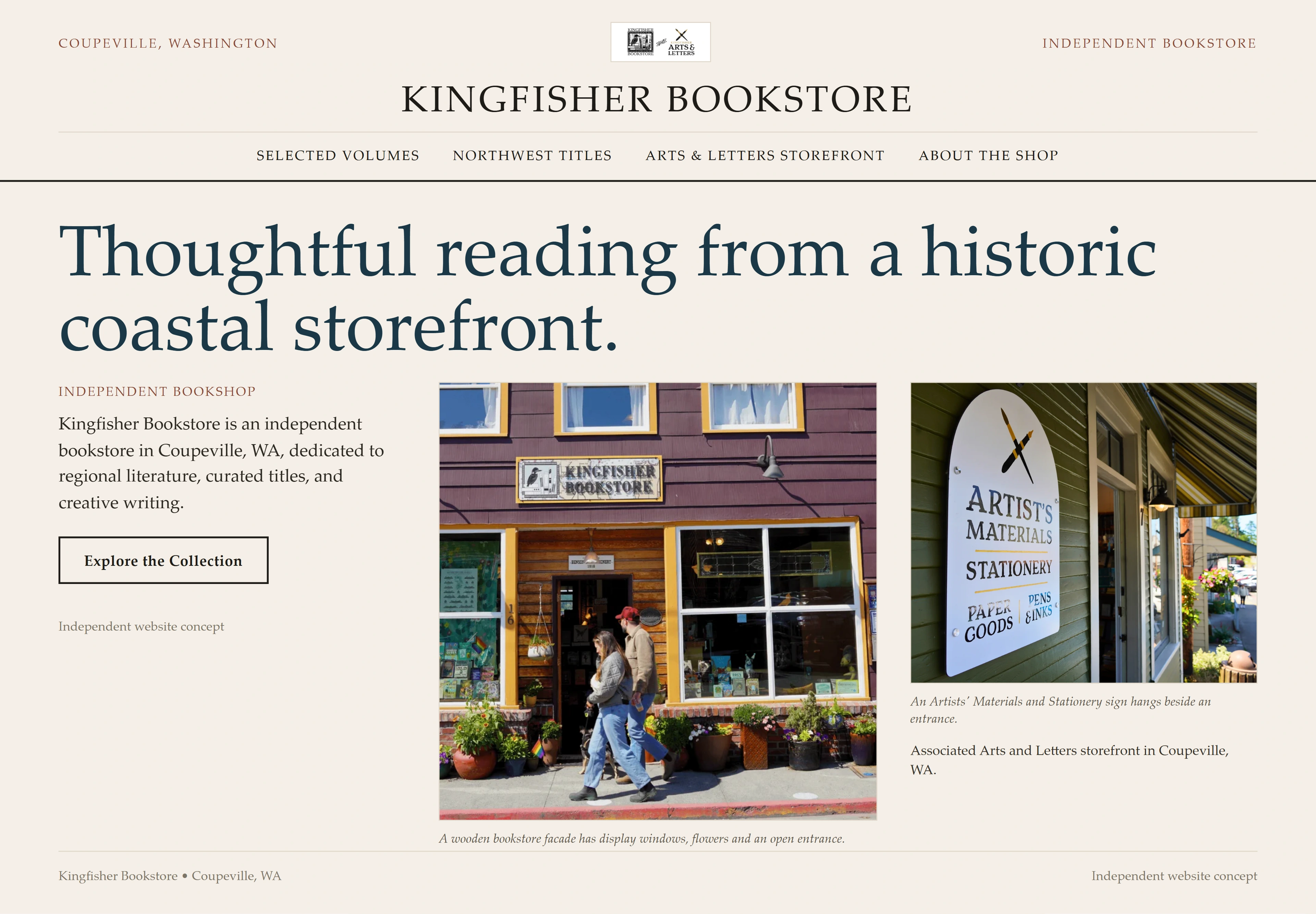 Kingfisher Bookstore, individual website design concept D