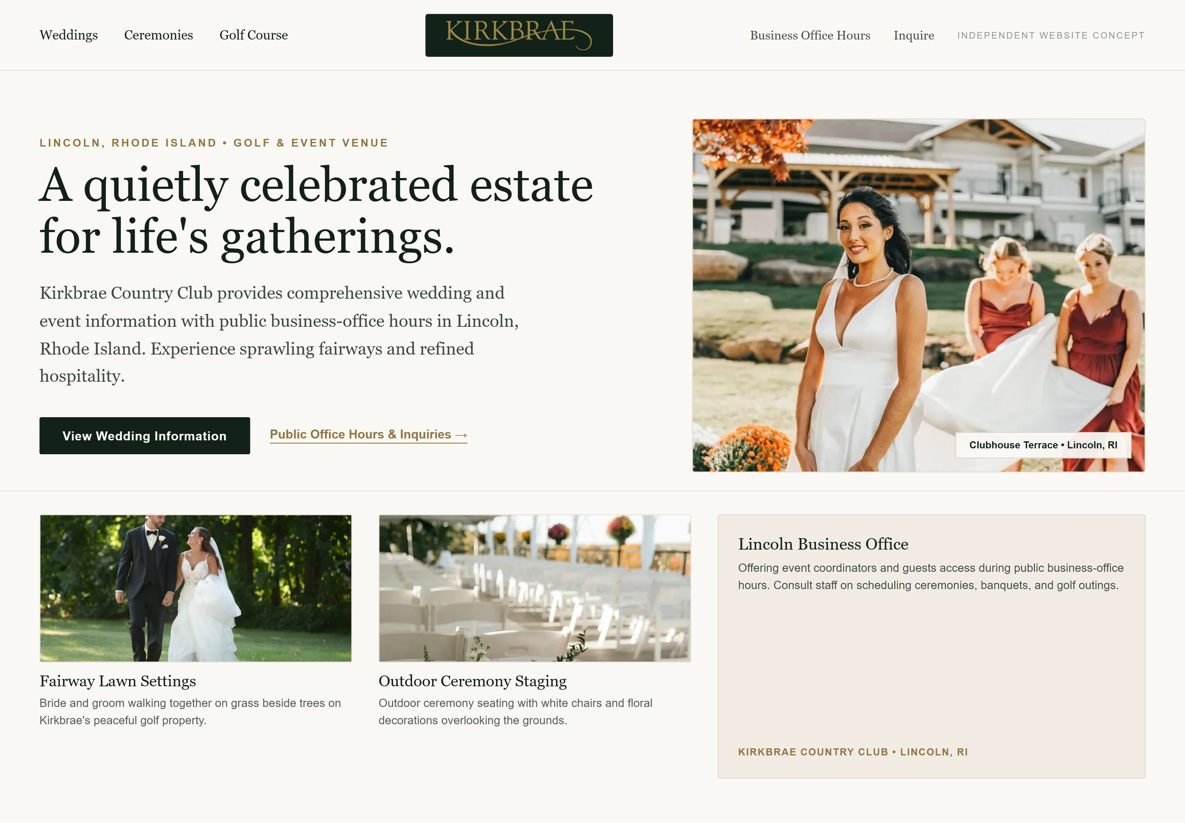 Kirkbrae Country Club, individual website design concept D