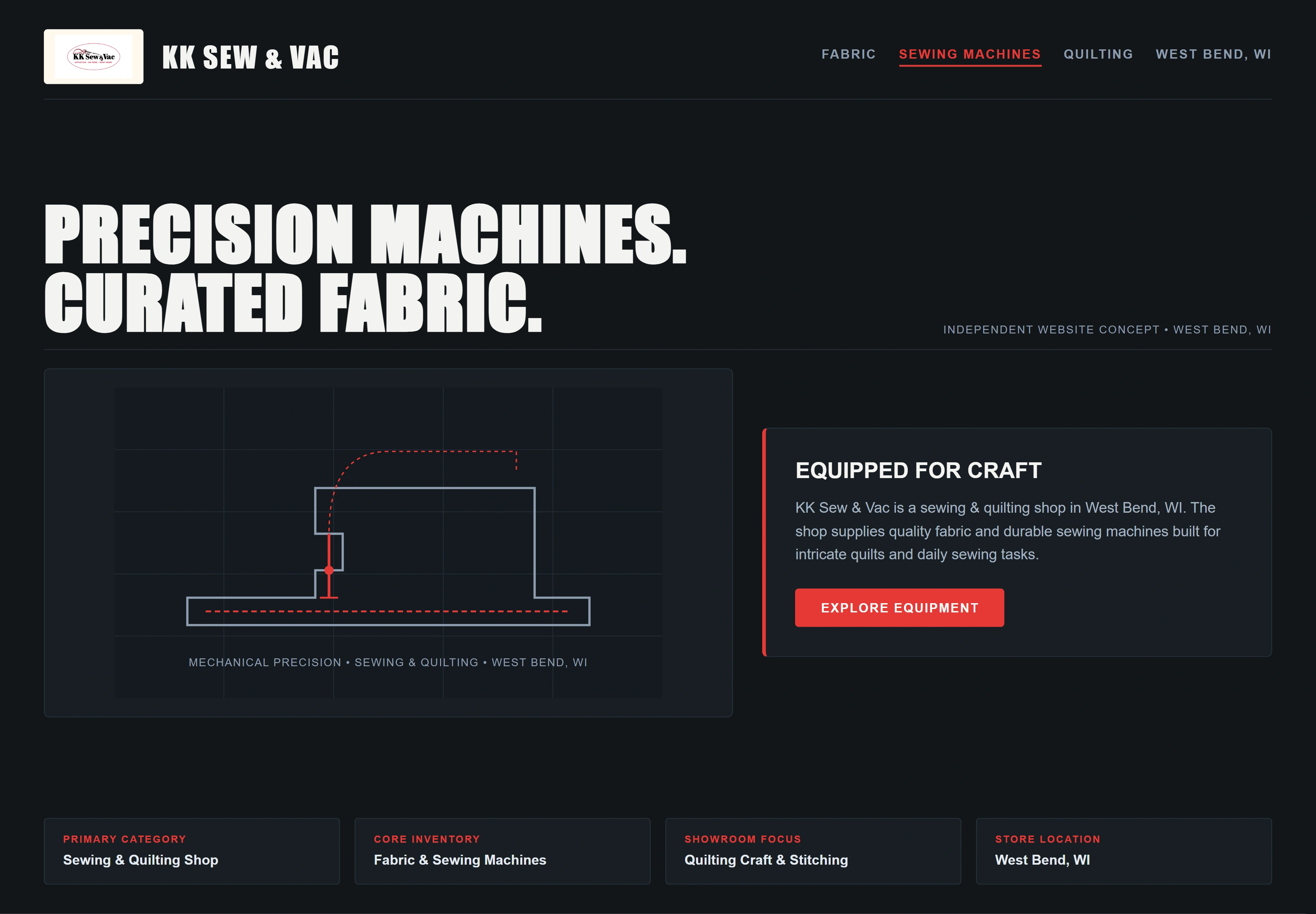 KK Sew & Vac, individual website design concept C