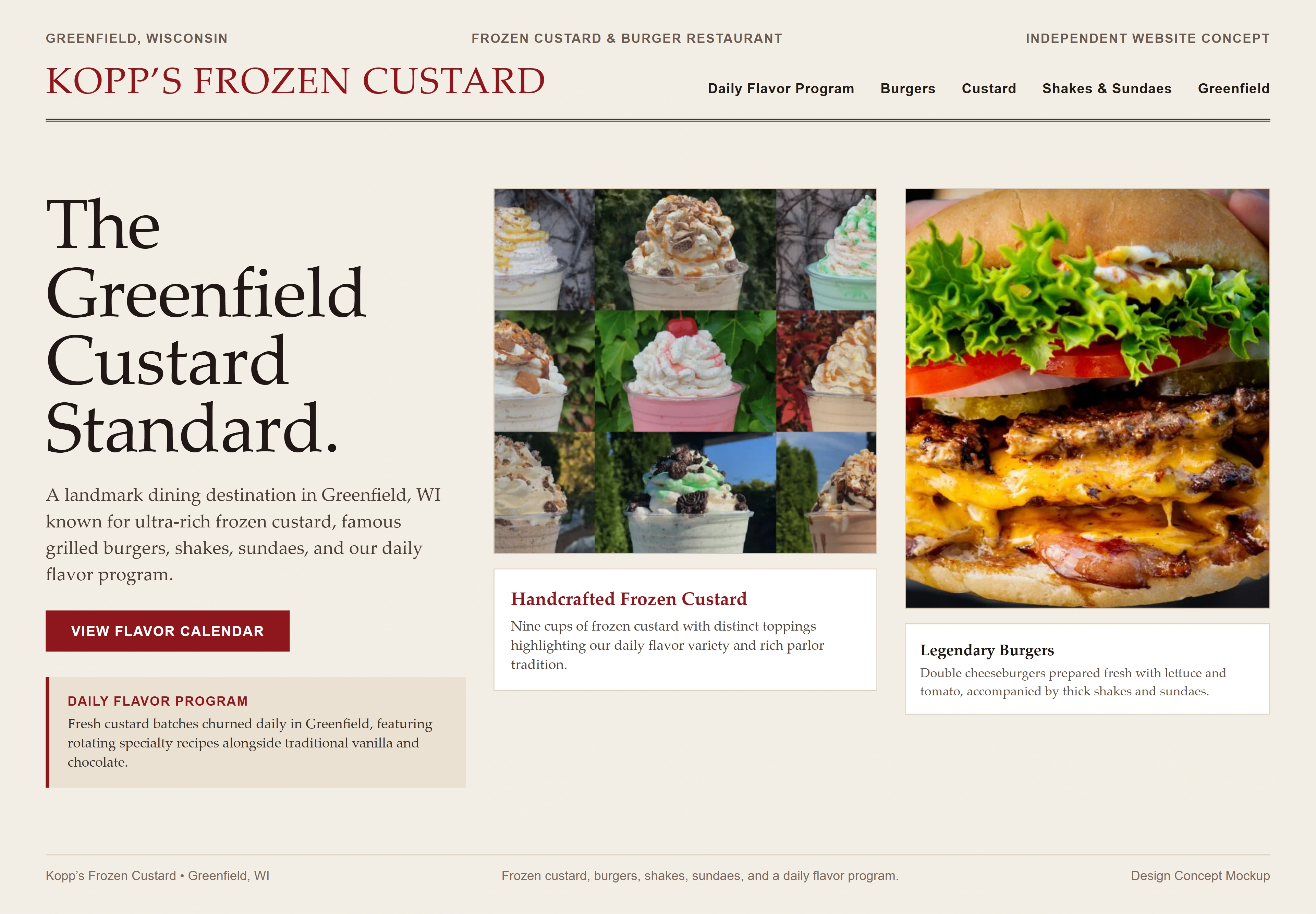 Kopp’s Frozen Custard, individual website design concept D