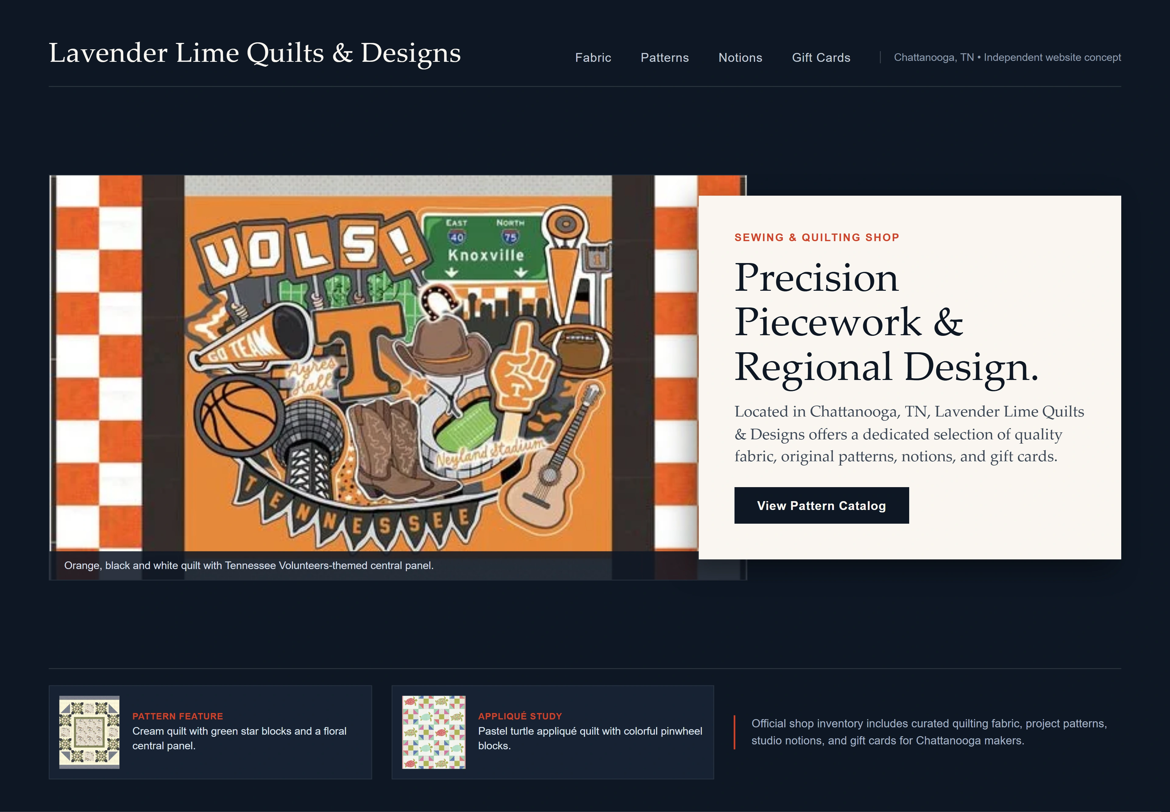 Lavender Lime Quilts & Designs, individual website design concept B