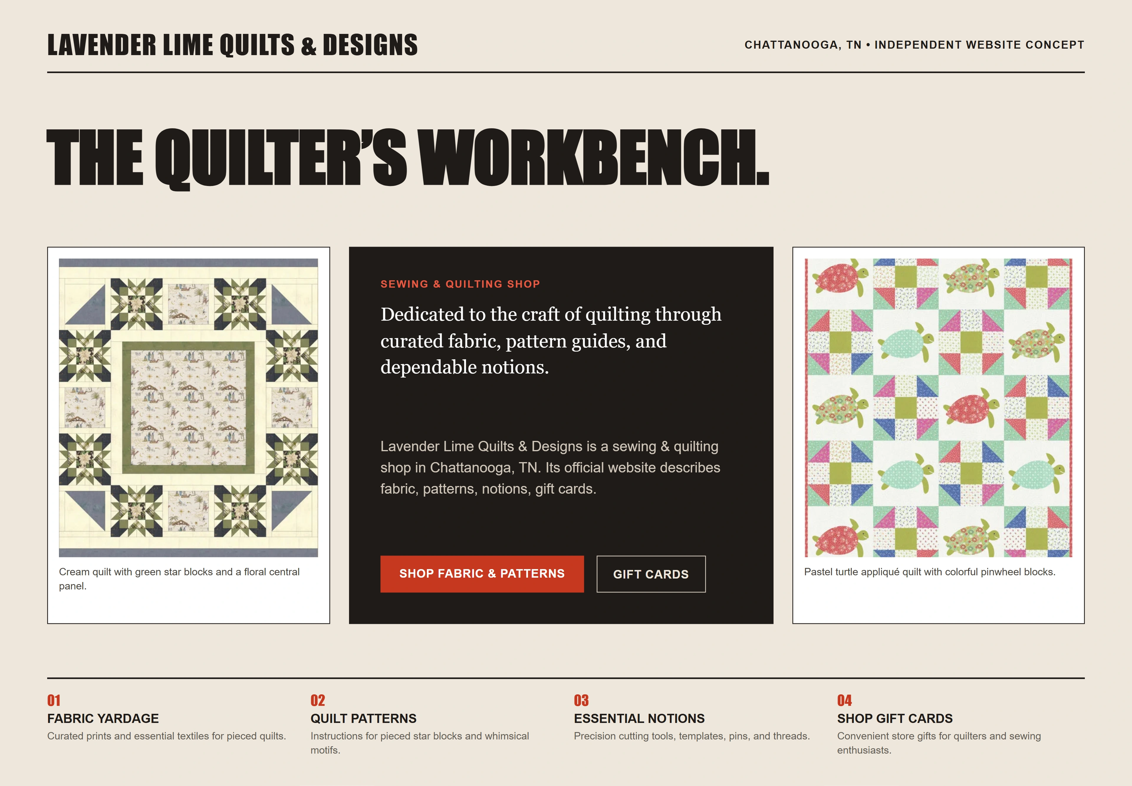 Lavender Lime Quilts & Designs, individual website design concept C