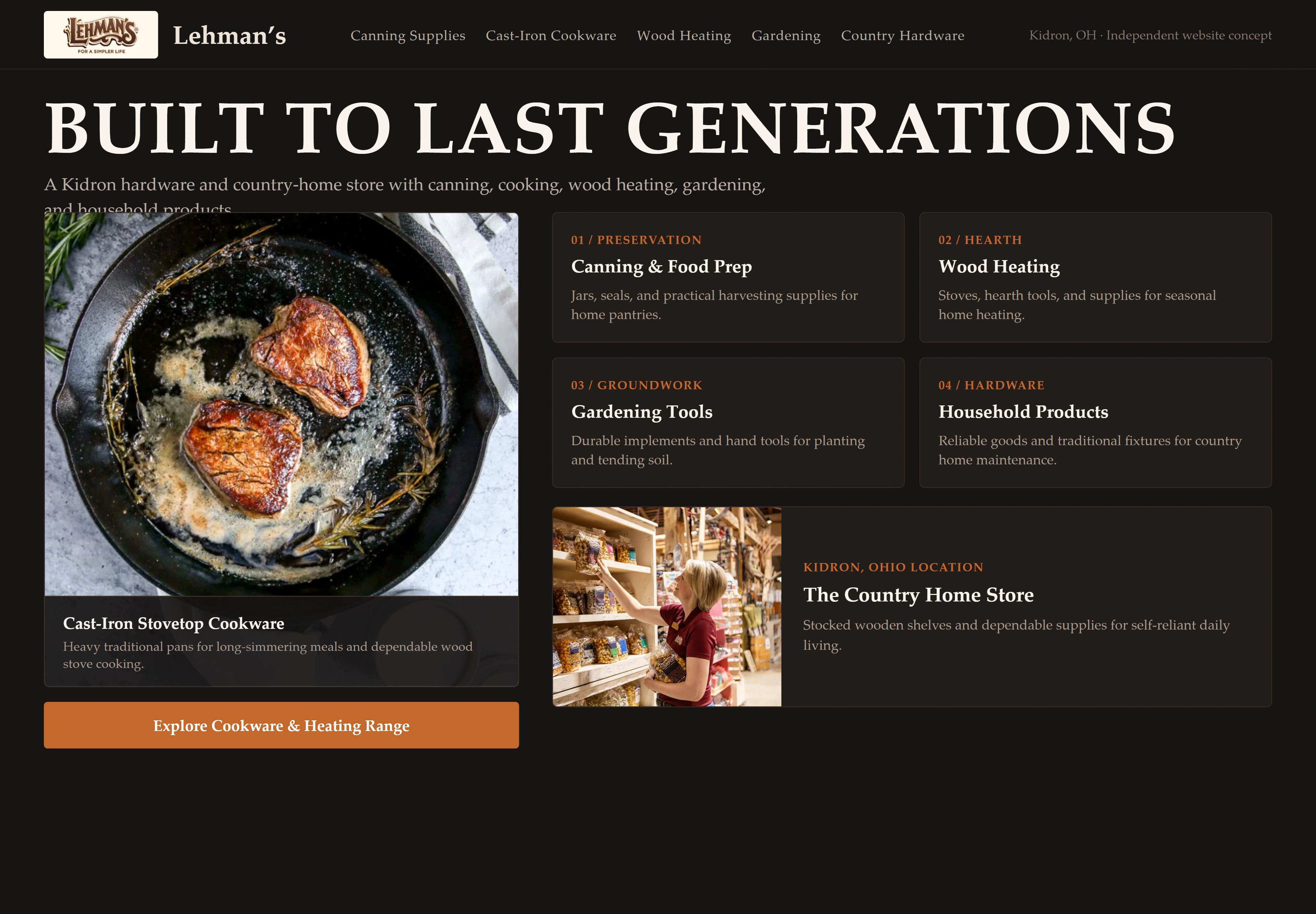 Lehman’s, individual website design concept B