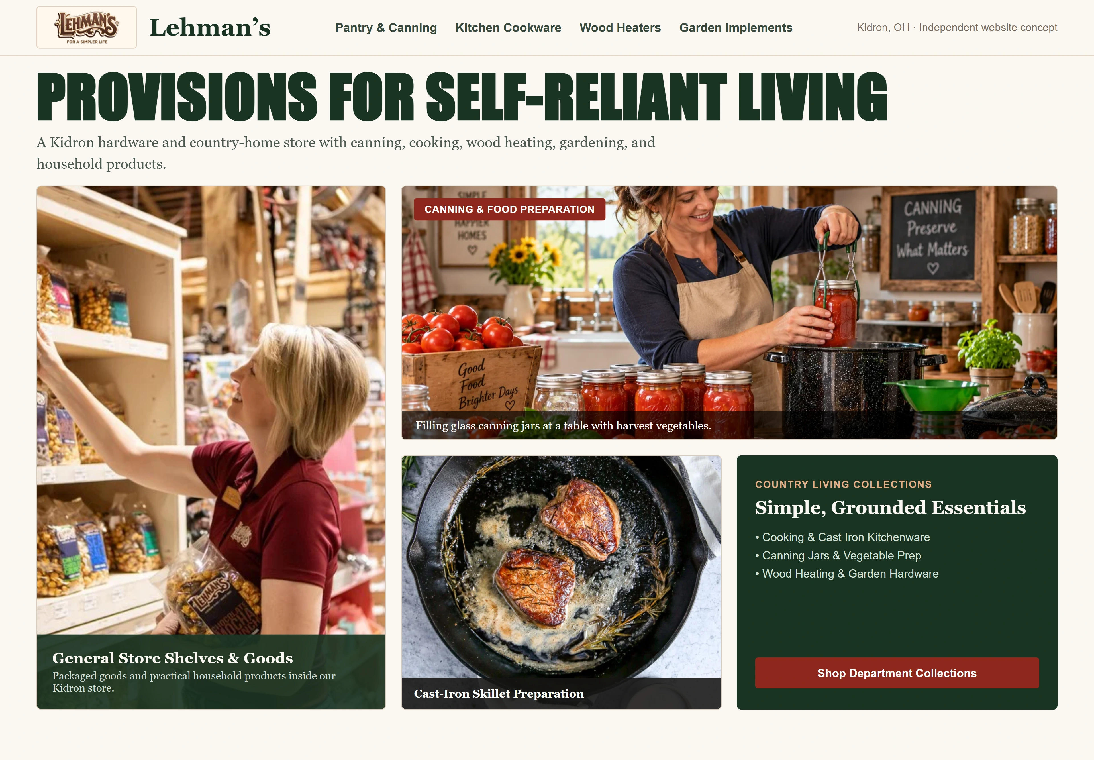 Lehman’s, individual website design concept C
