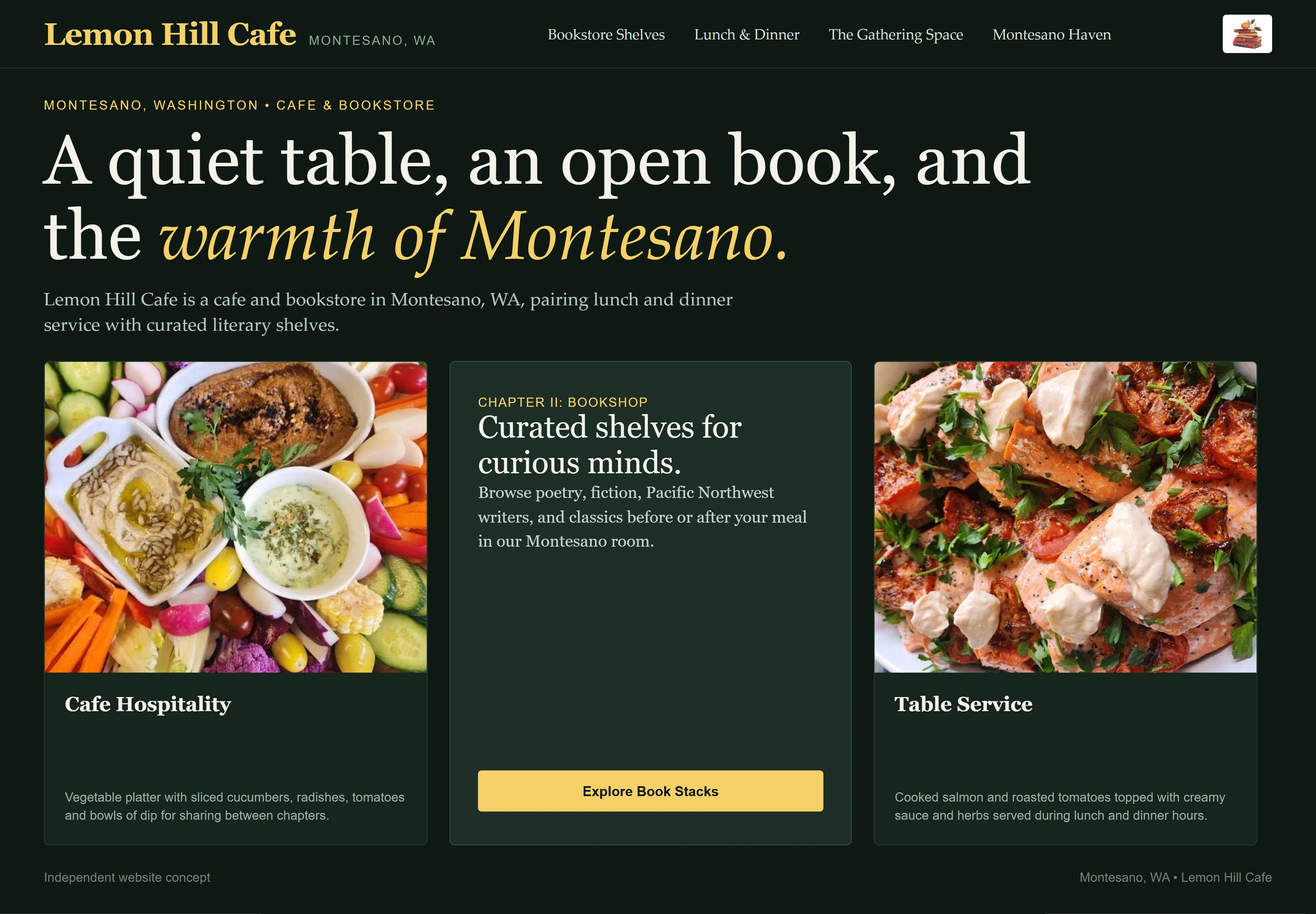 Lemon Hill Cafe, individual website design concept B