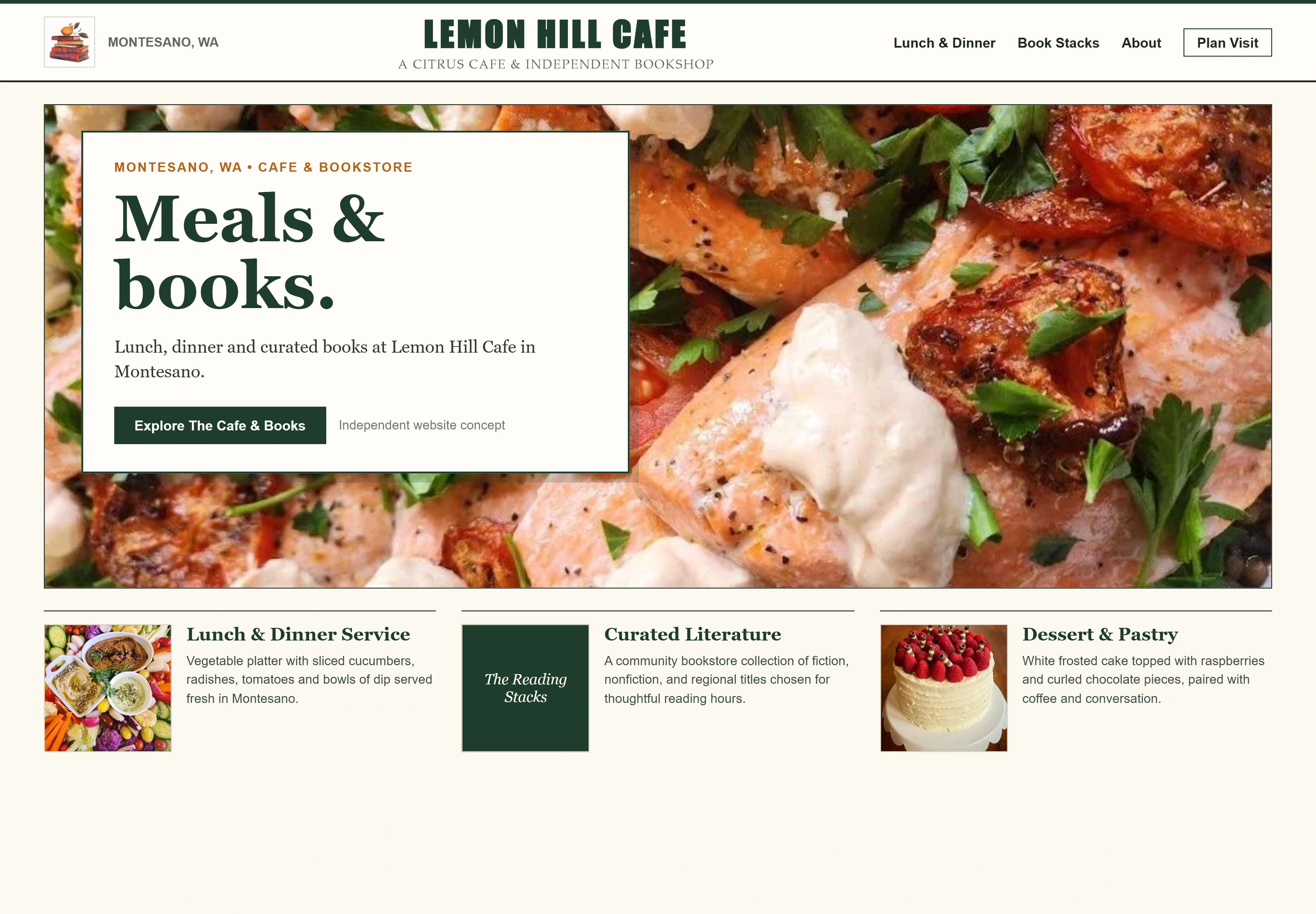 Lemon Hill Cafe, individual website design concept C