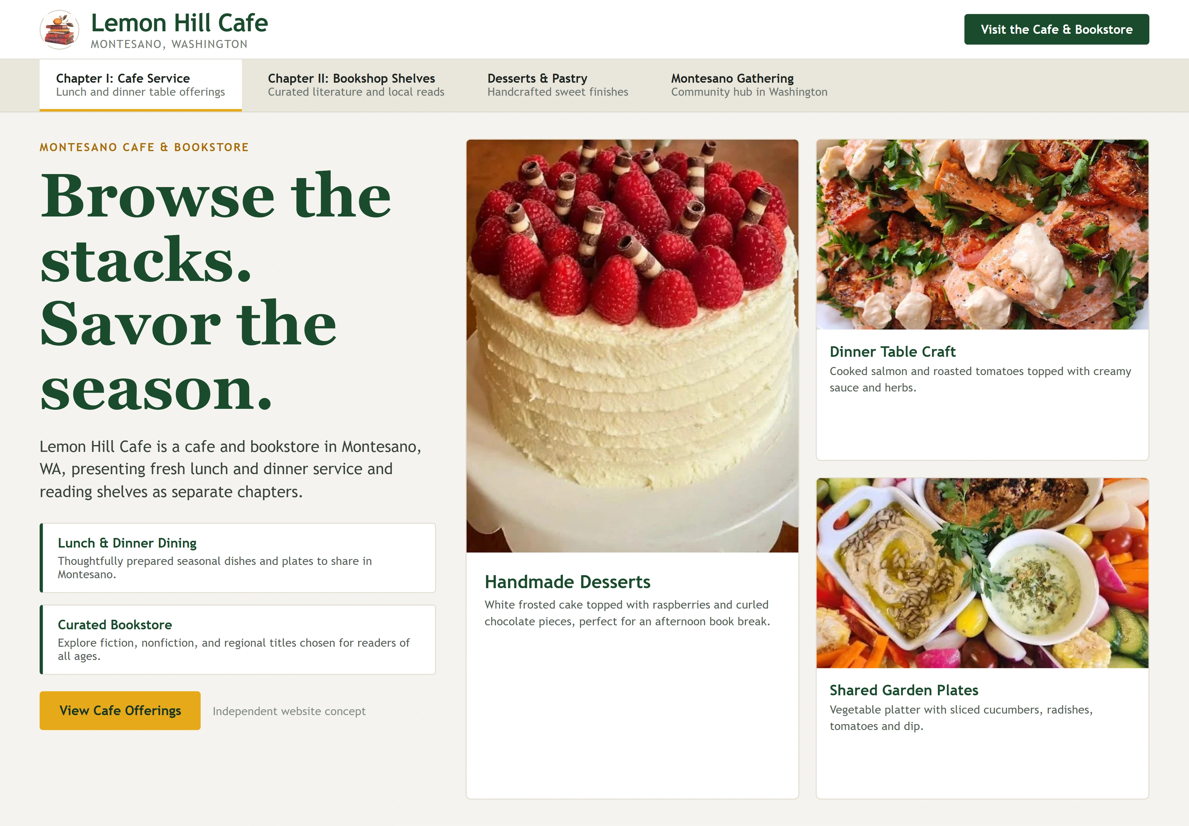 Lemon Hill Cafe, individual website design concept D