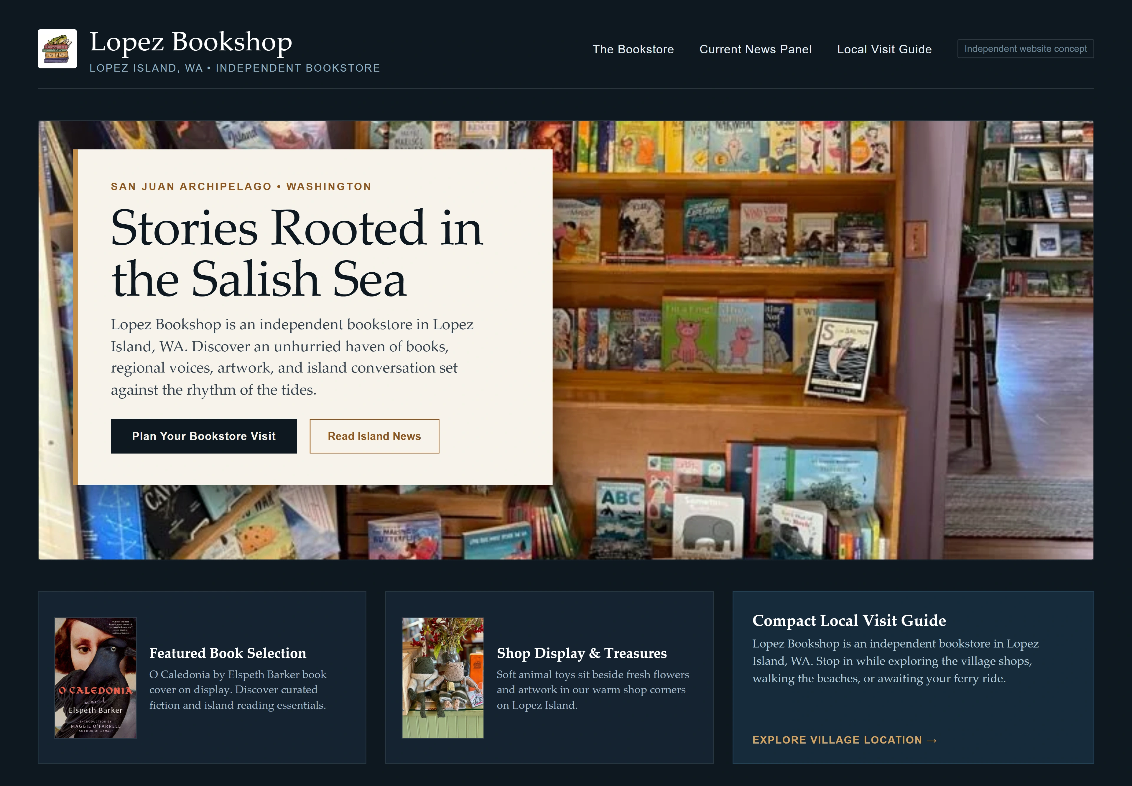 Lopez Bookshop, individual website design concept B