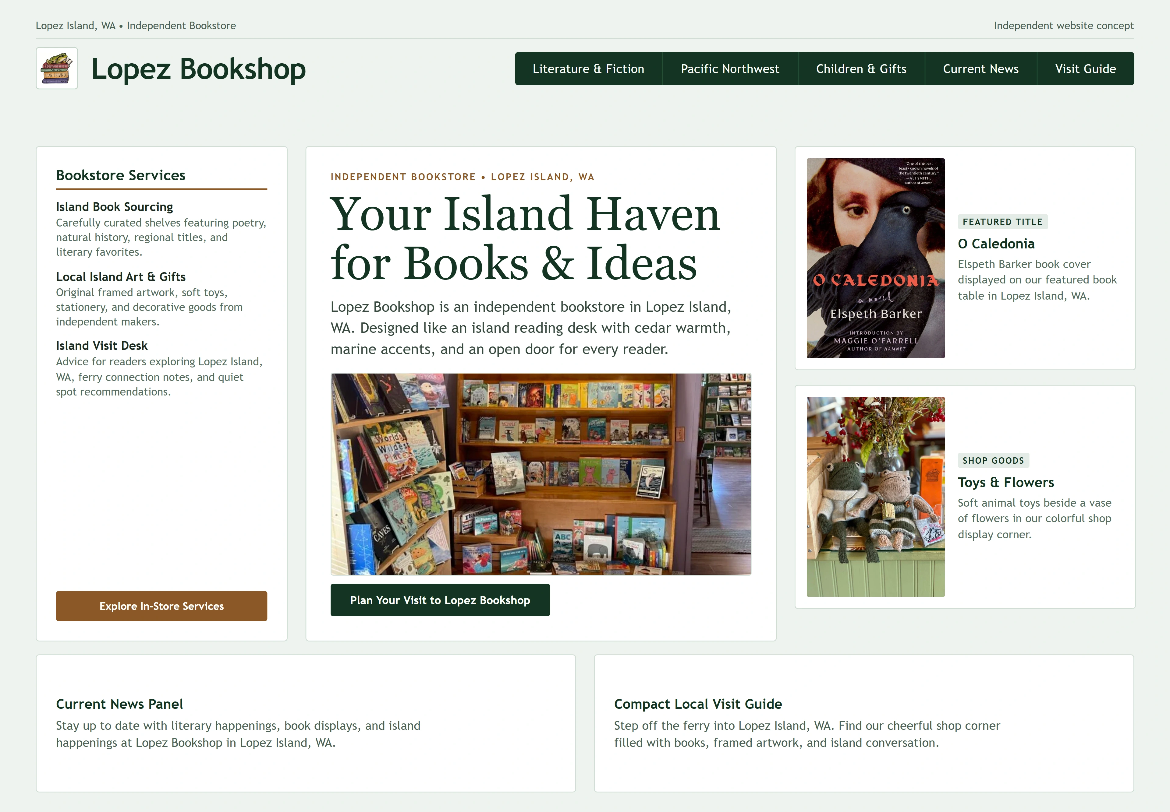 Lopez Bookshop, individual website design concept D