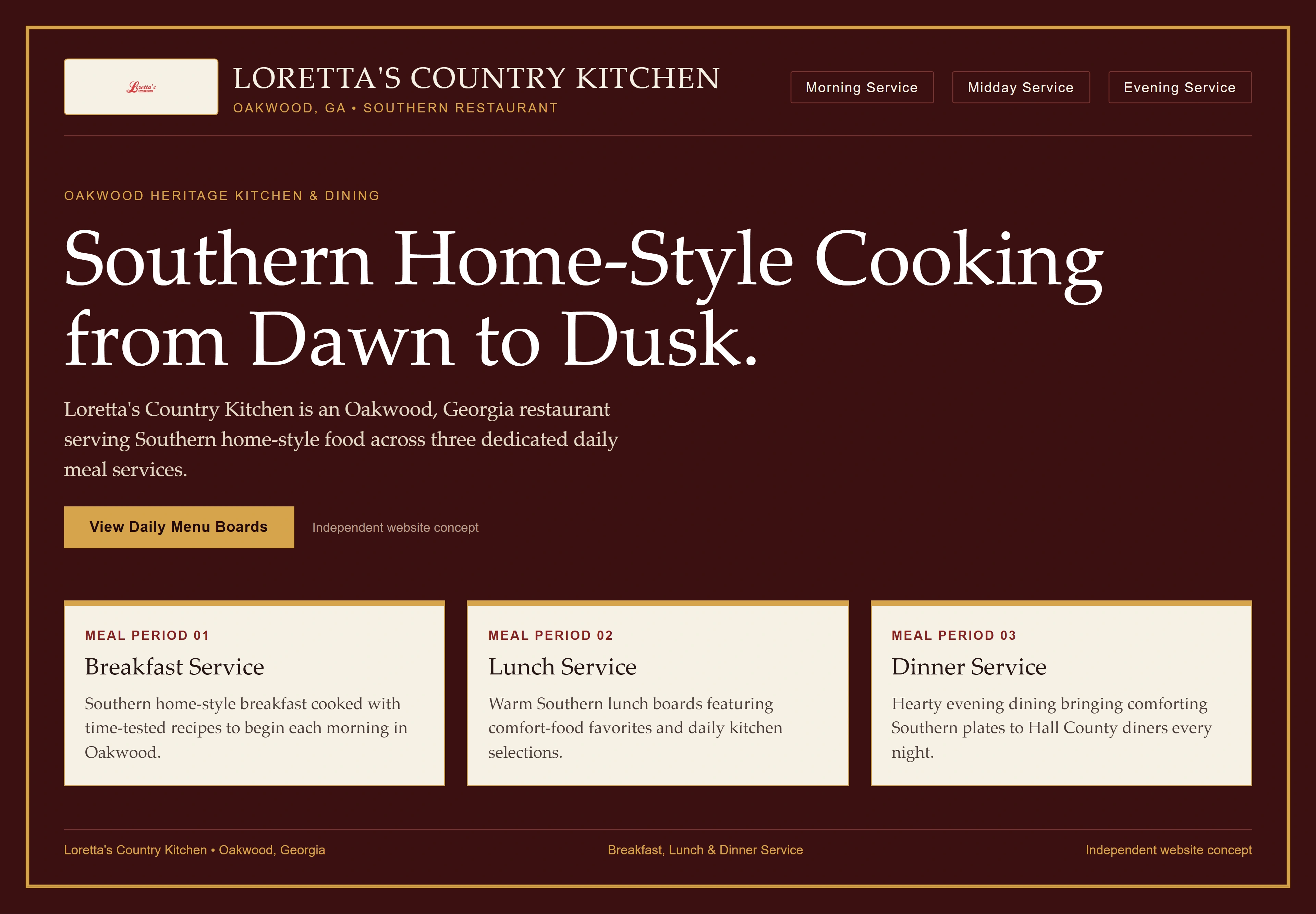 Loretta's Country Kitchen, individual website design concept B