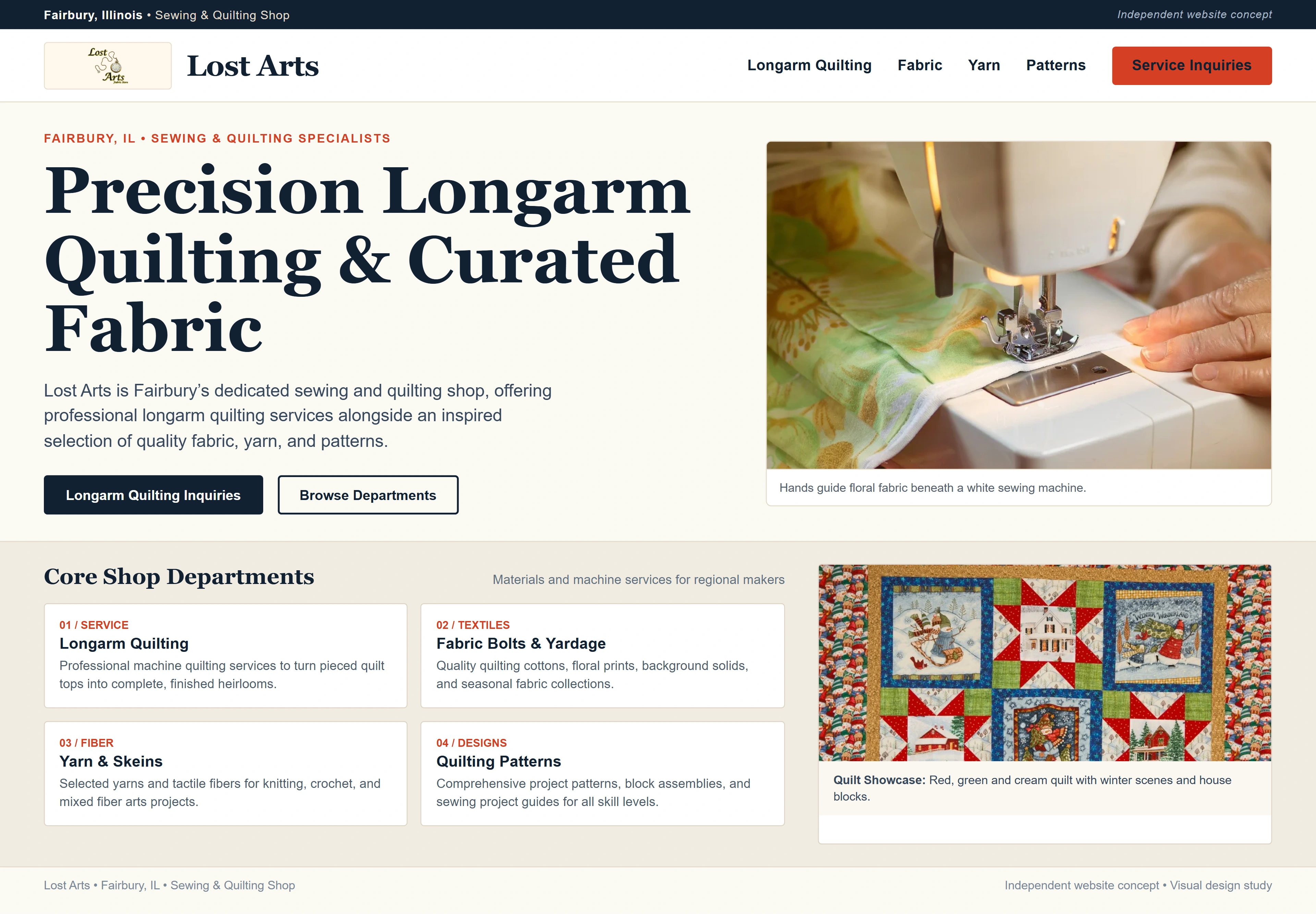 Lost Arts, individual website design concept A