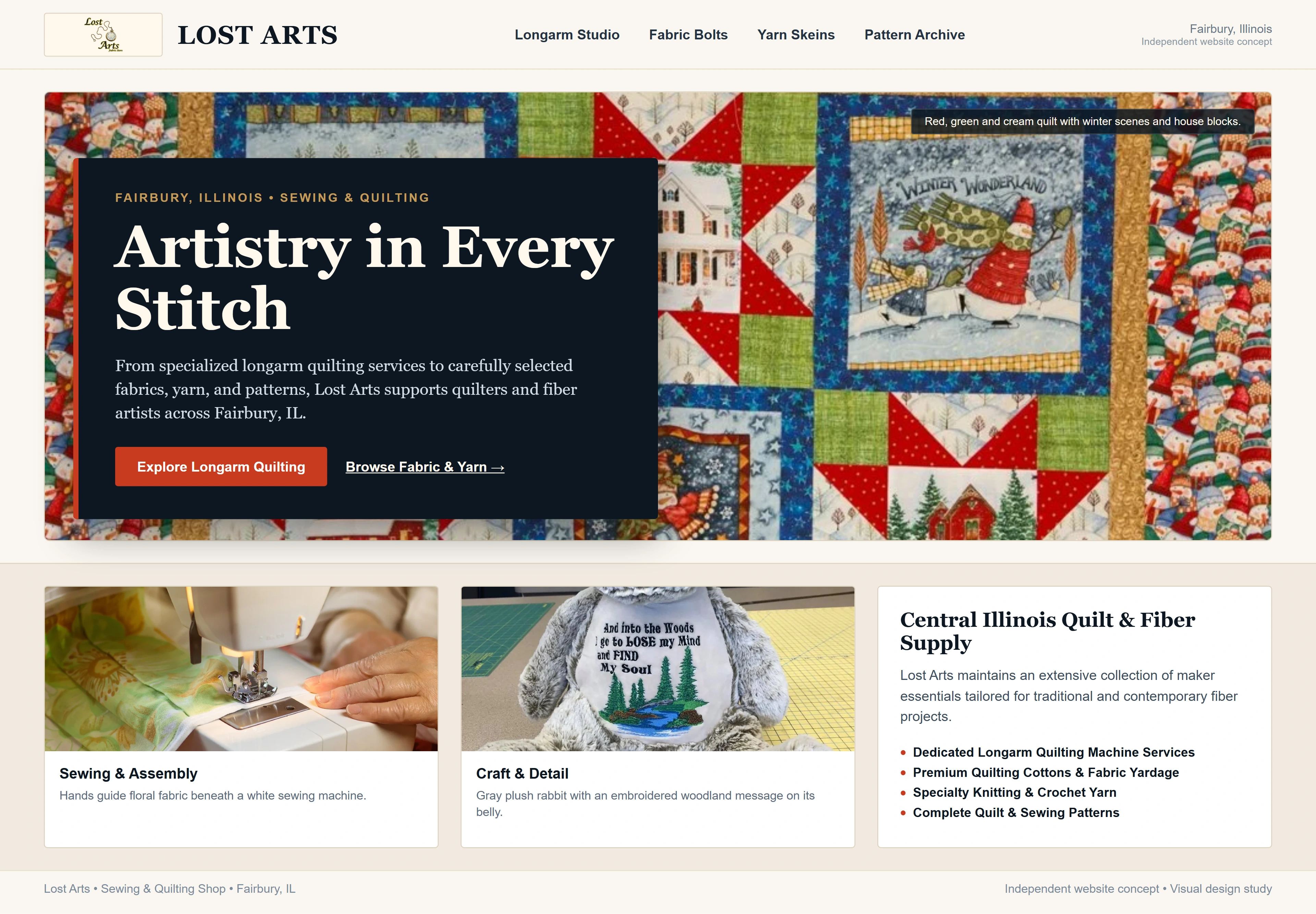 Lost Arts, individual website design concept B