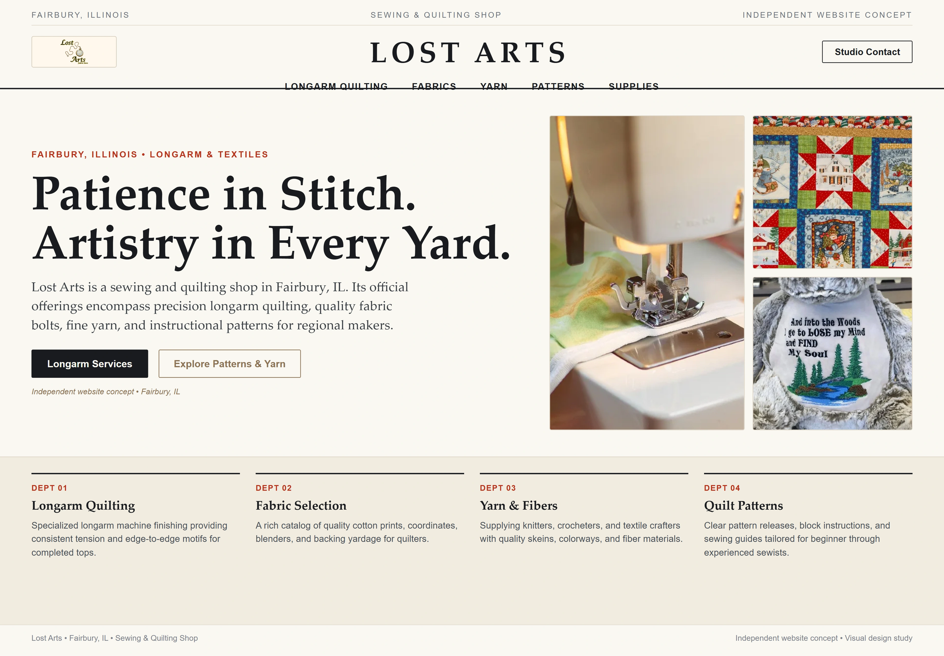Lost Arts, individual website design concept C