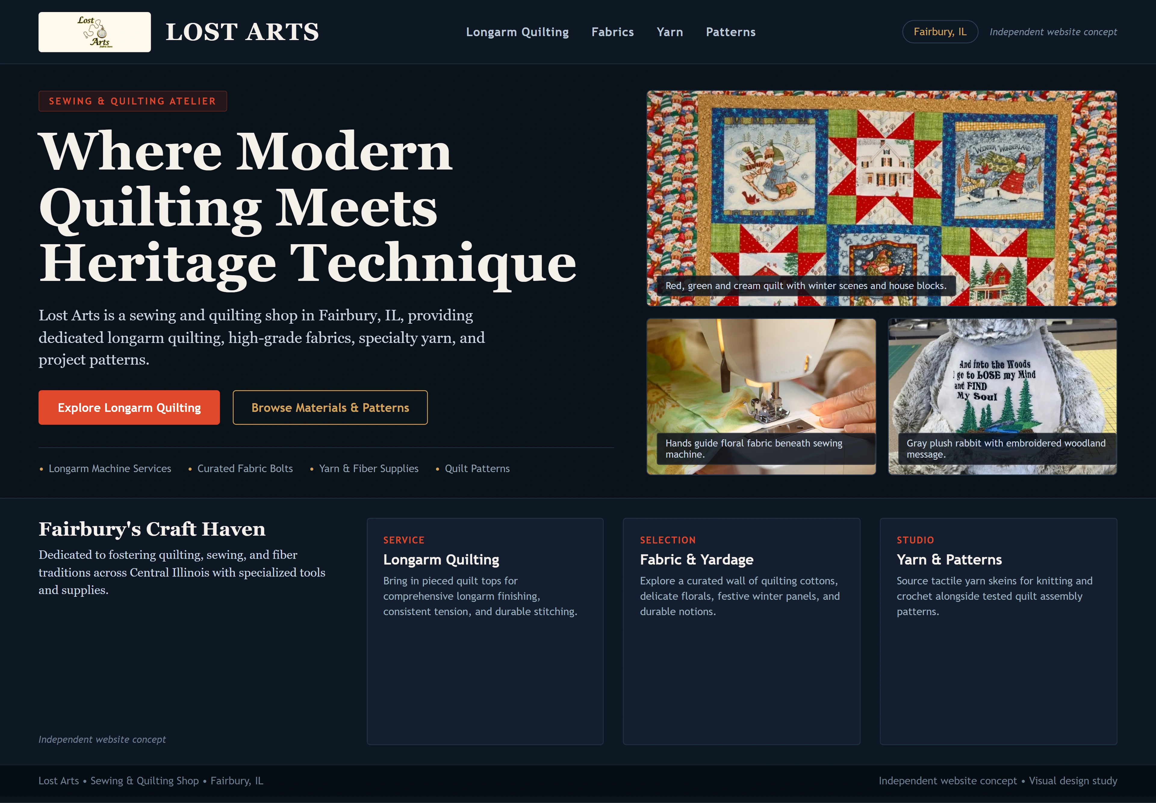 Lost Arts, individual website design concept D