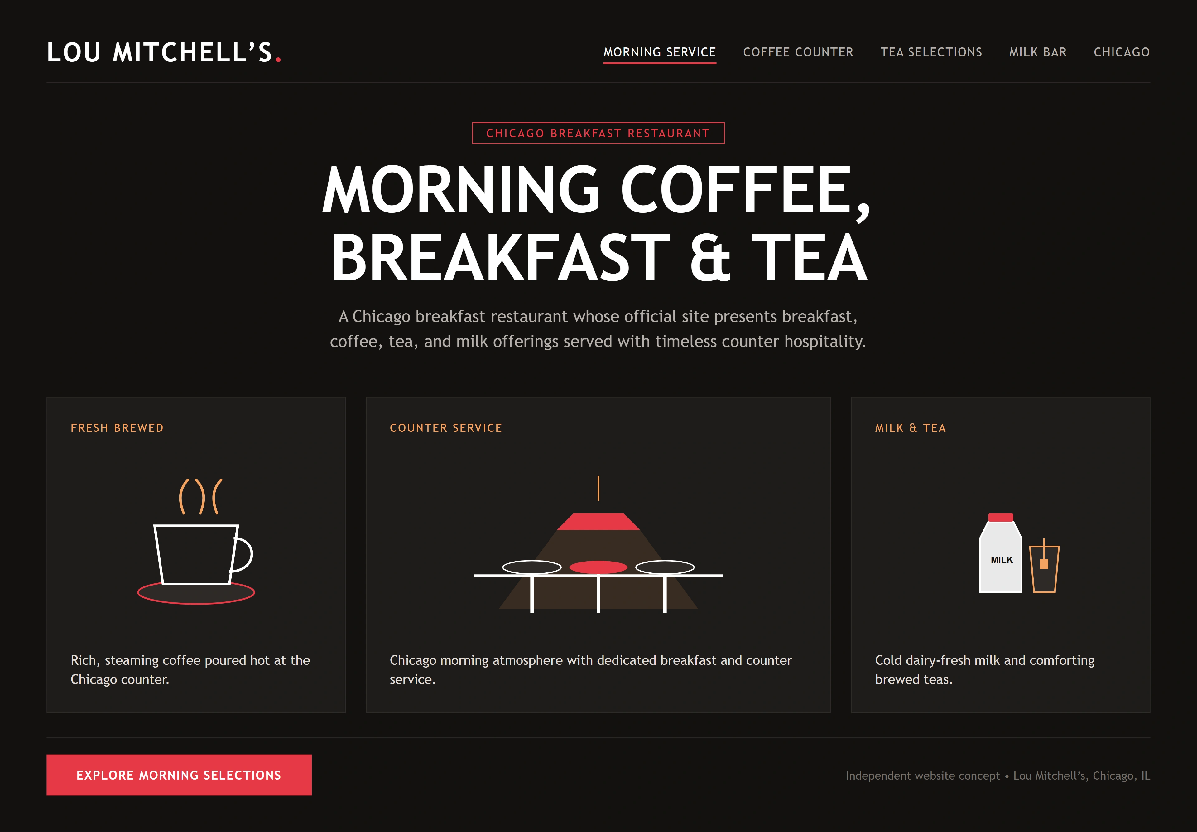 Lou Mitchell’s, individual website design concept C