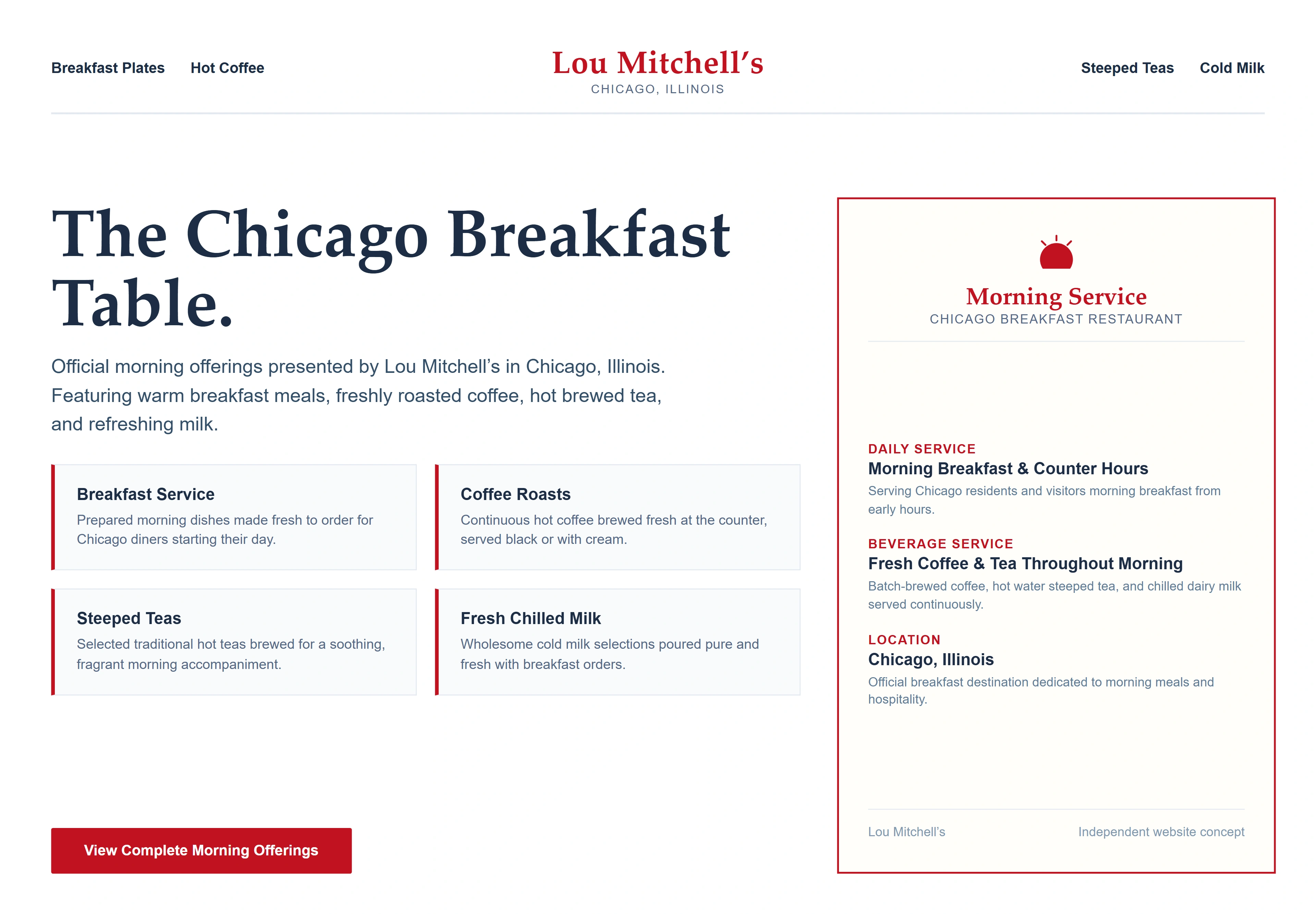Lou Mitchell’s, individual website design concept D