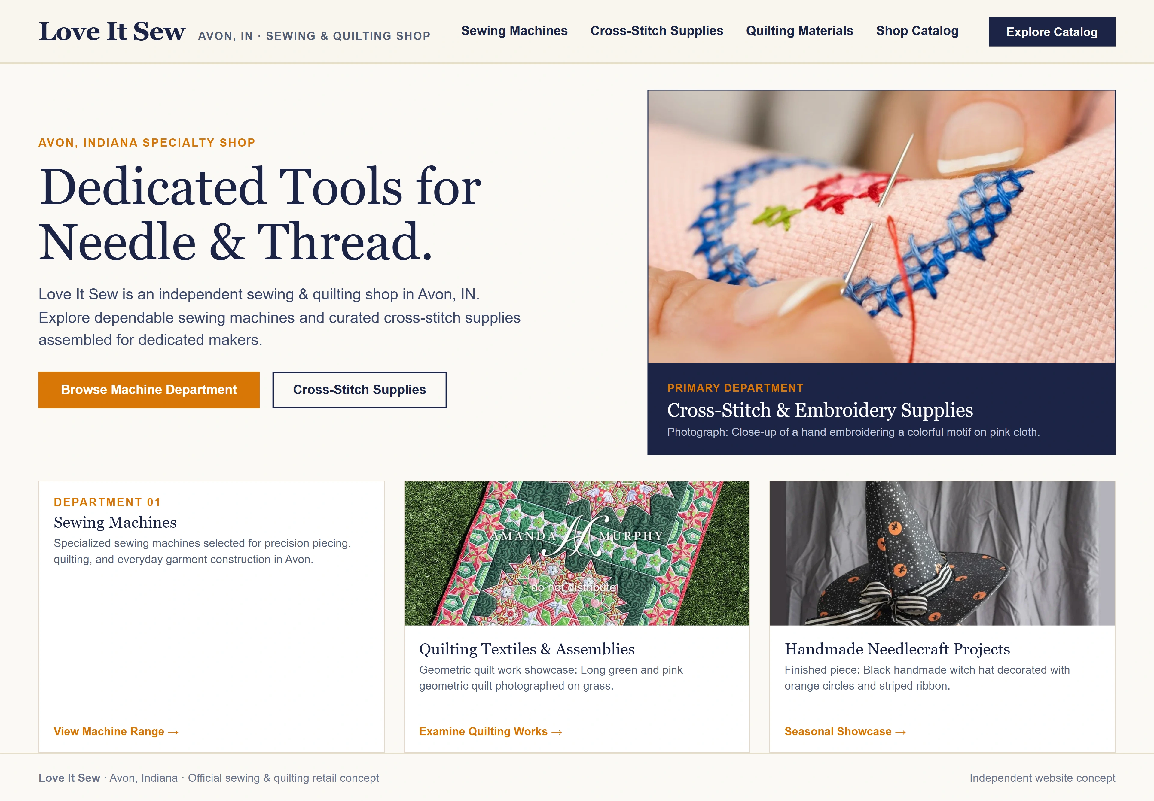 Love It Sew, individual website design concept A