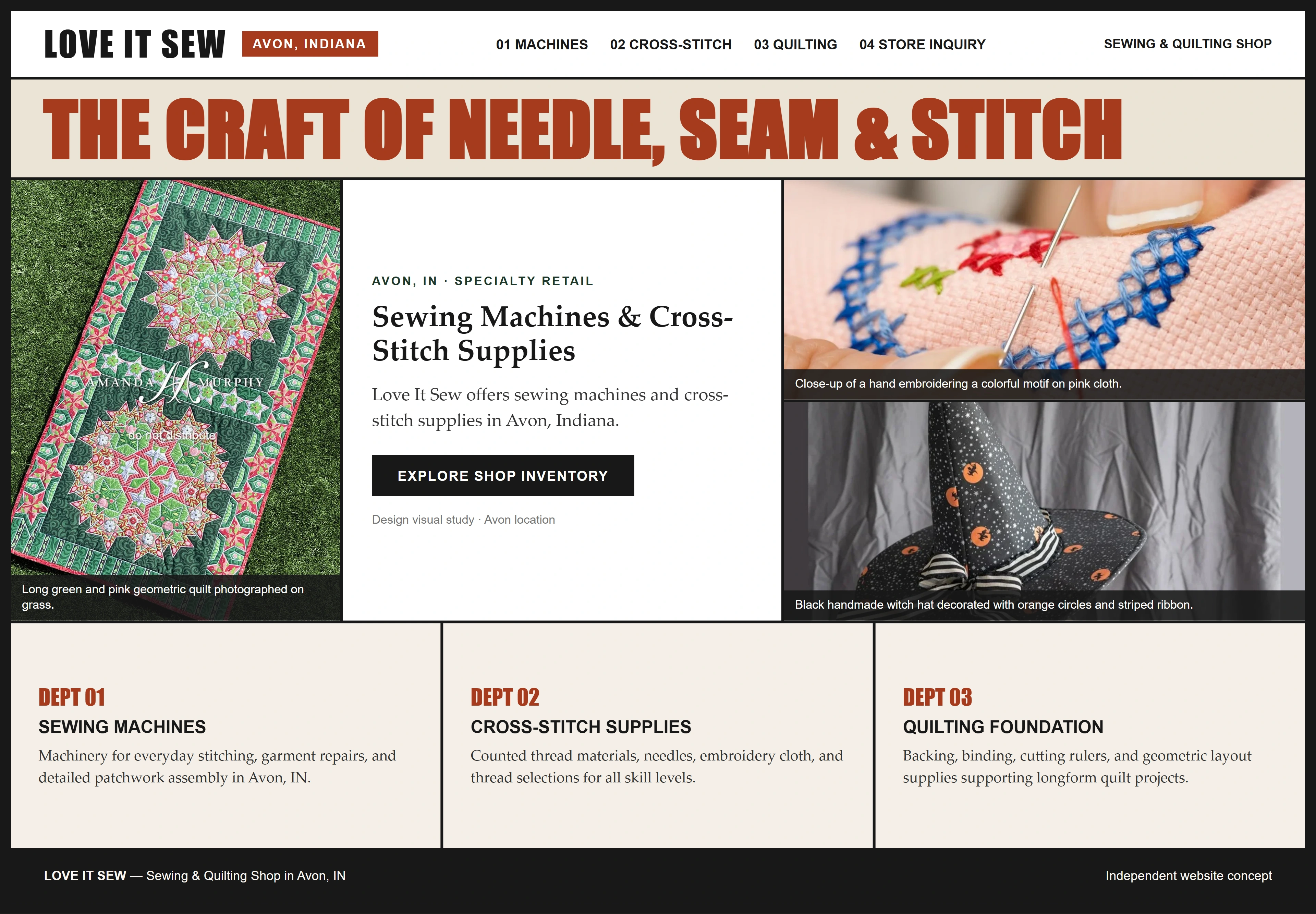 Love It Sew, individual website design concept B
