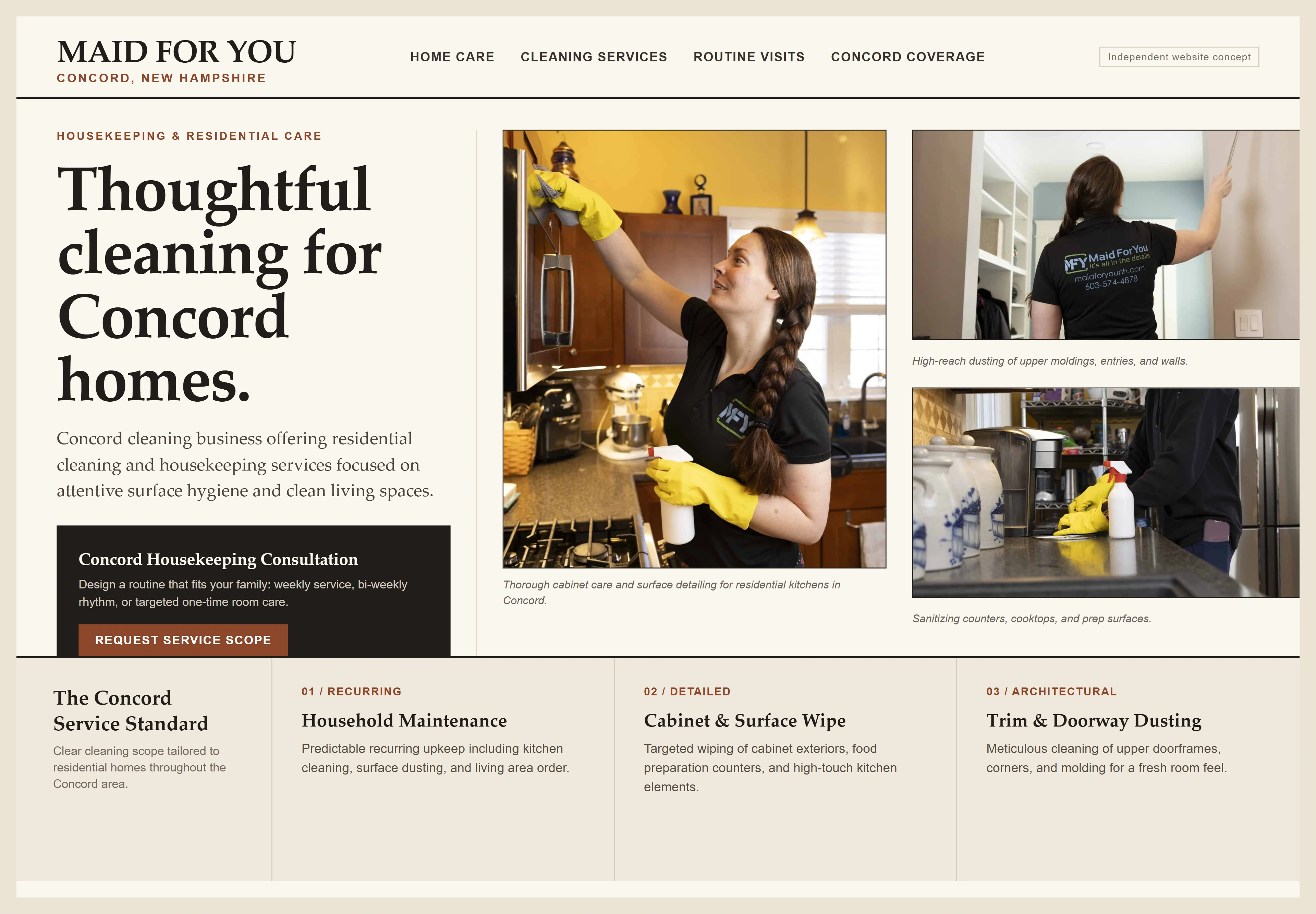 Maid For You, individual website design concept B