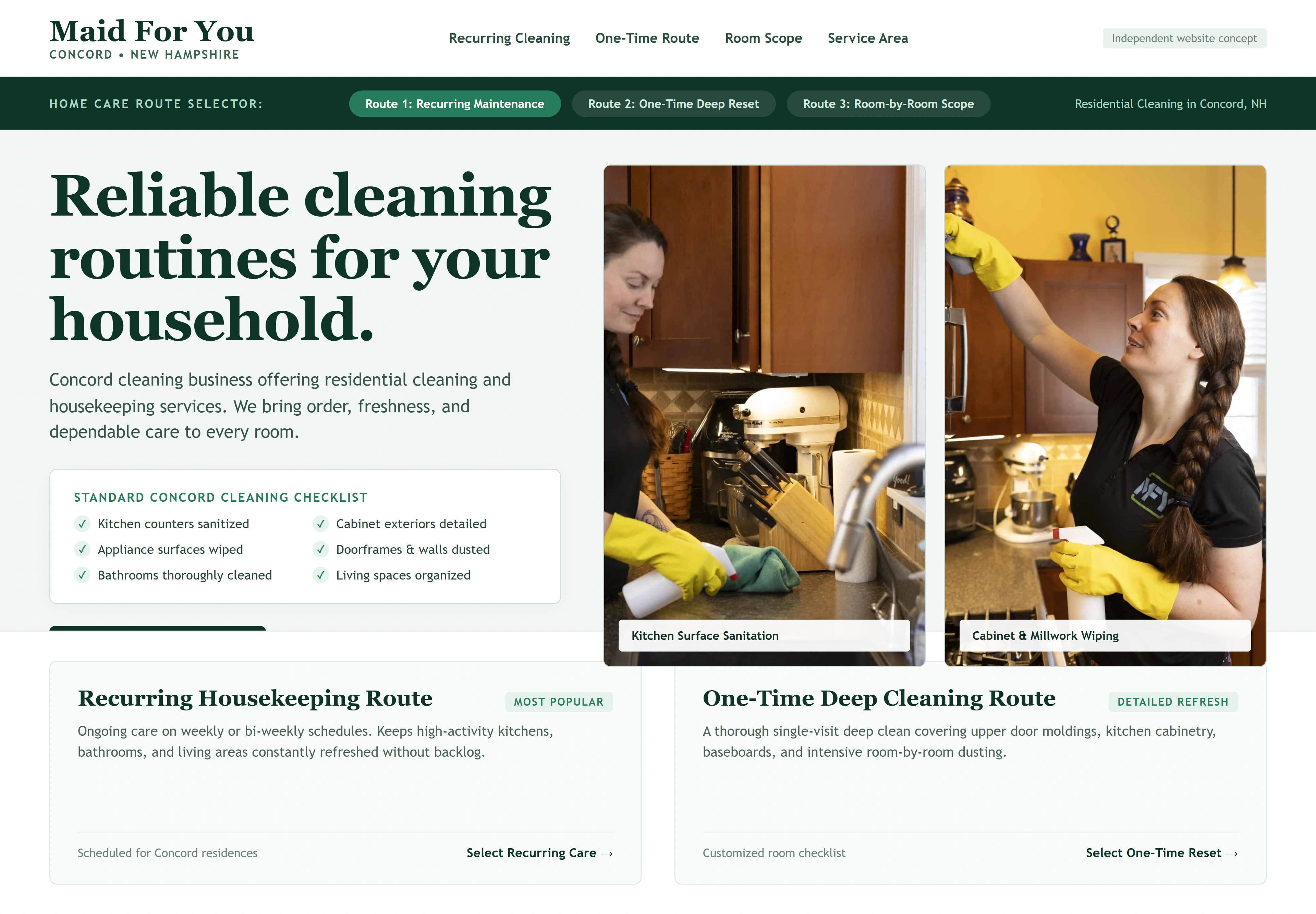 Maid For You, individual website design concept C