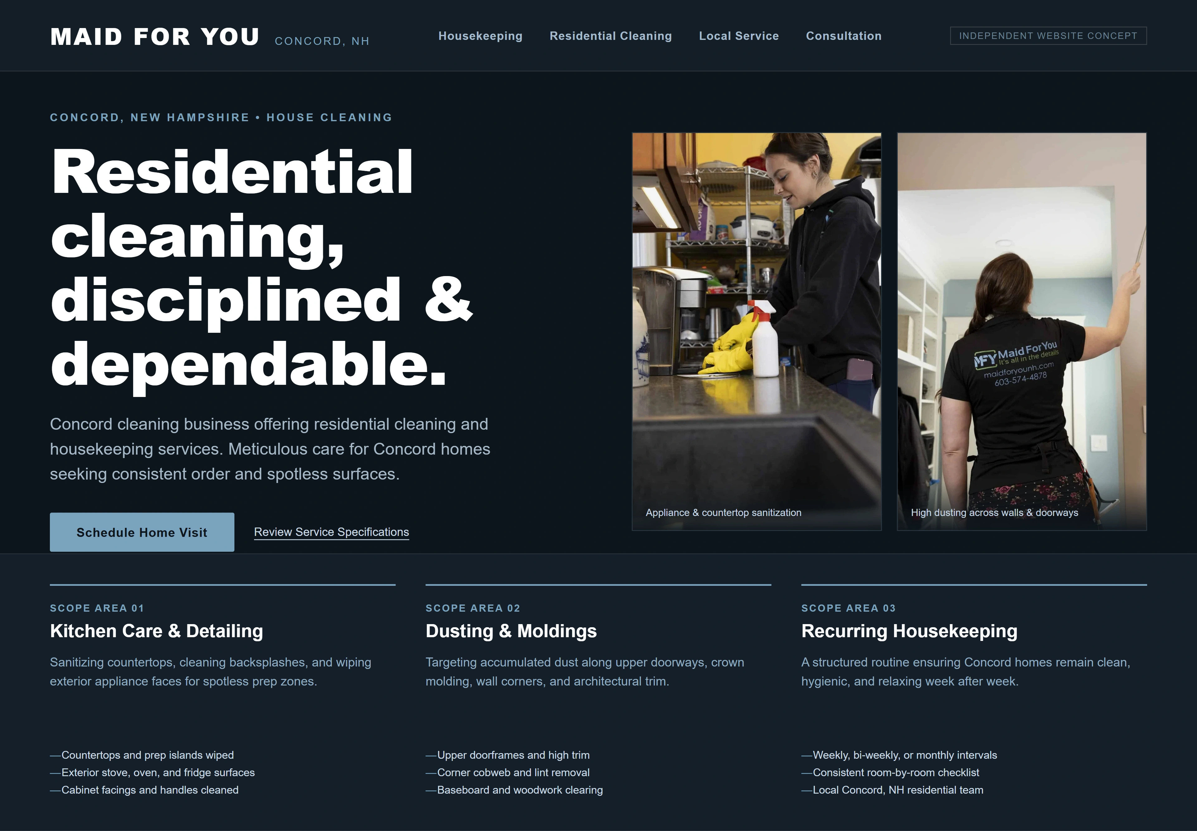 Maid For You, individual website design concept D