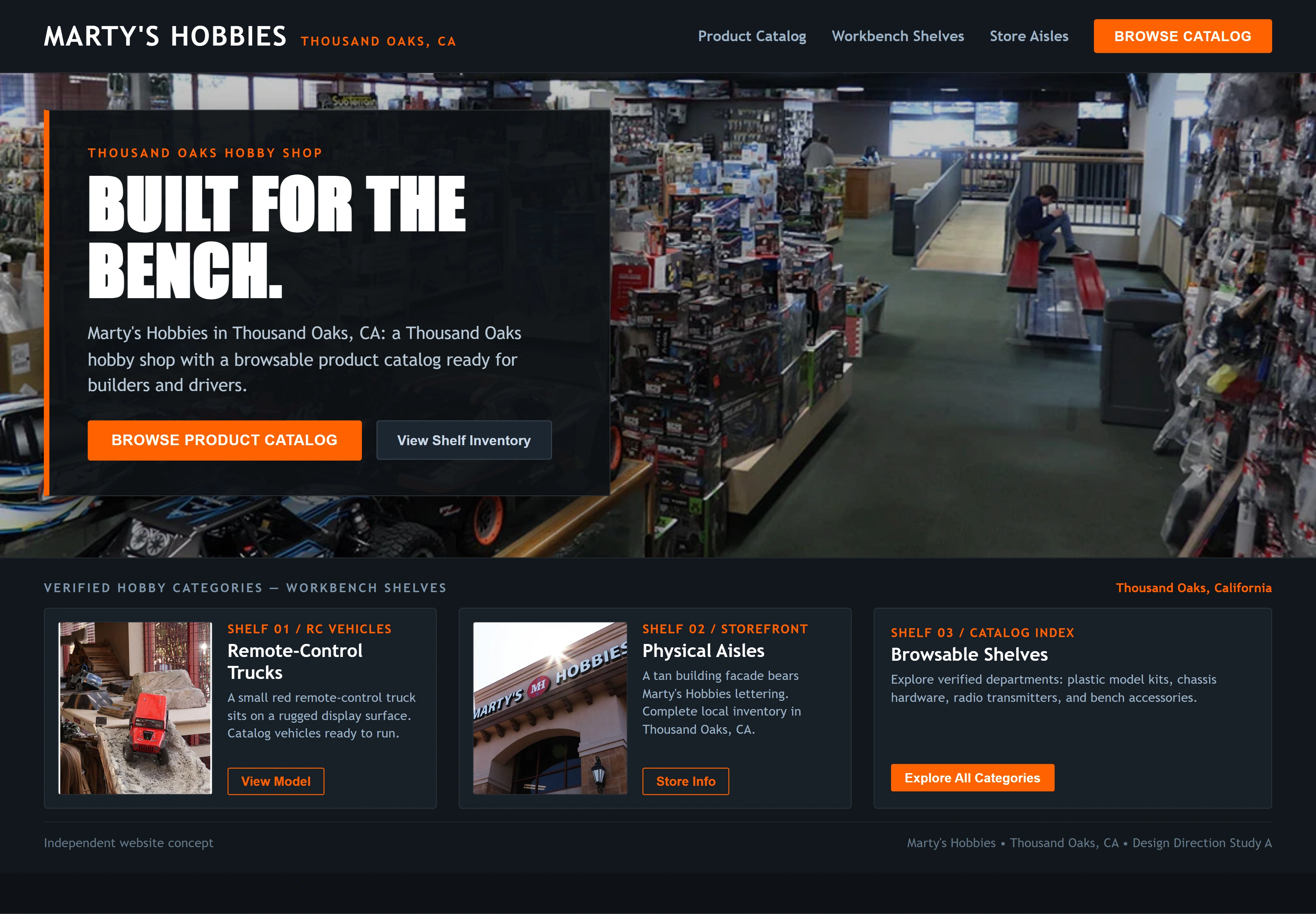 Marty's Hobbies, individual website design concept A