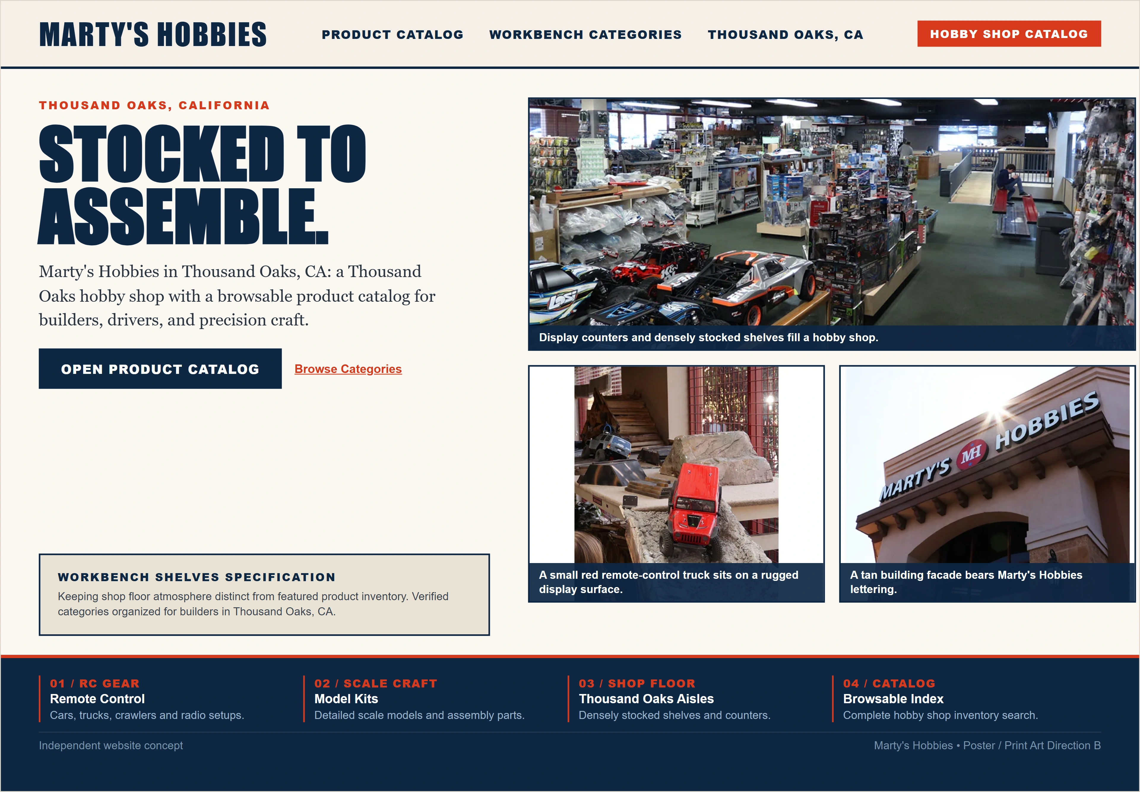 Marty's Hobbies, individual website design concept B