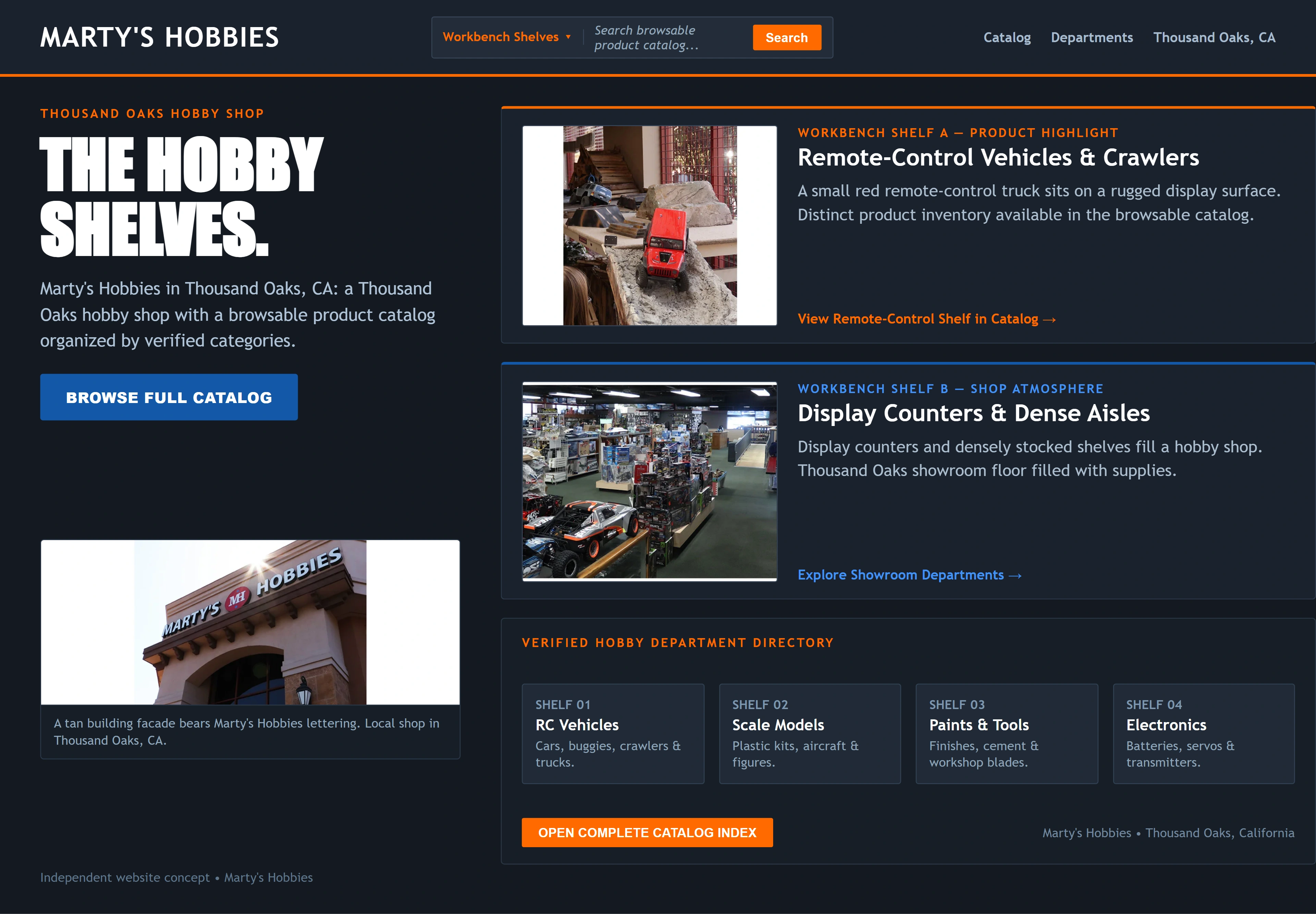 Marty's Hobbies, individual website design concept C