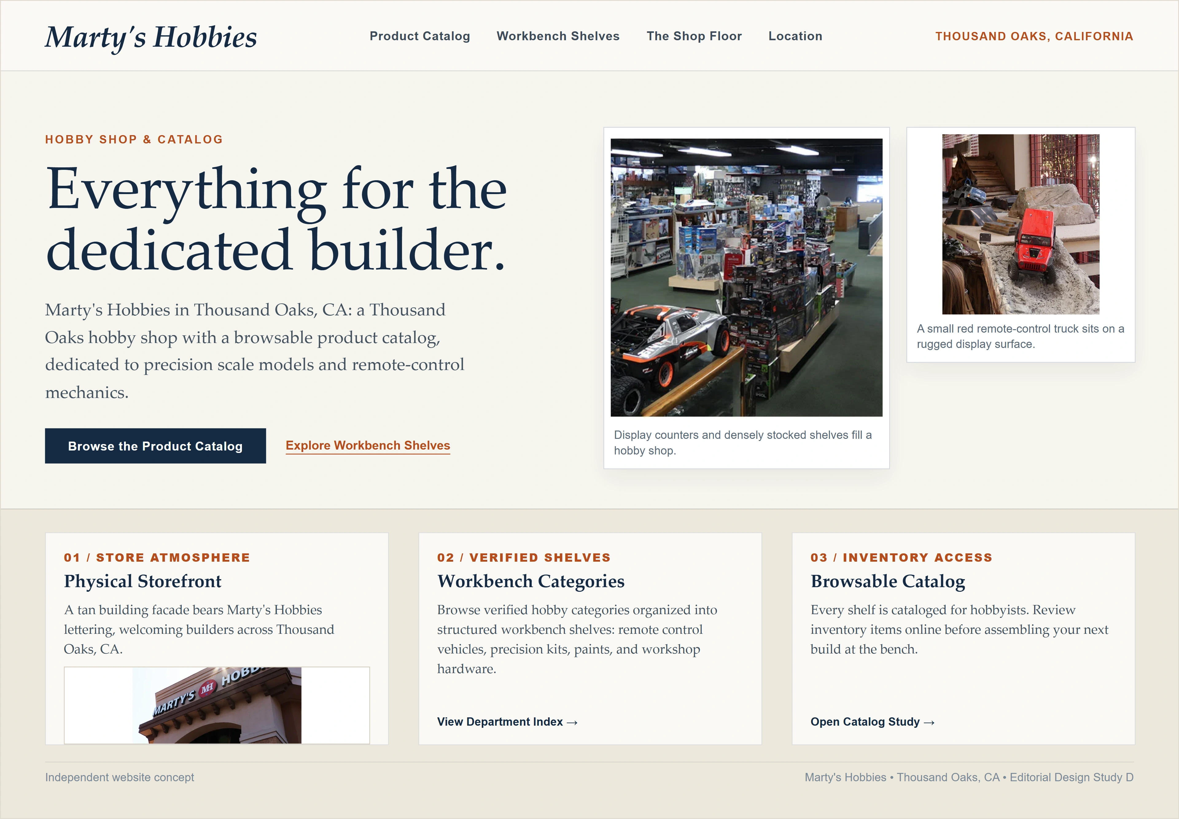 Marty's Hobbies, individual website design concept D