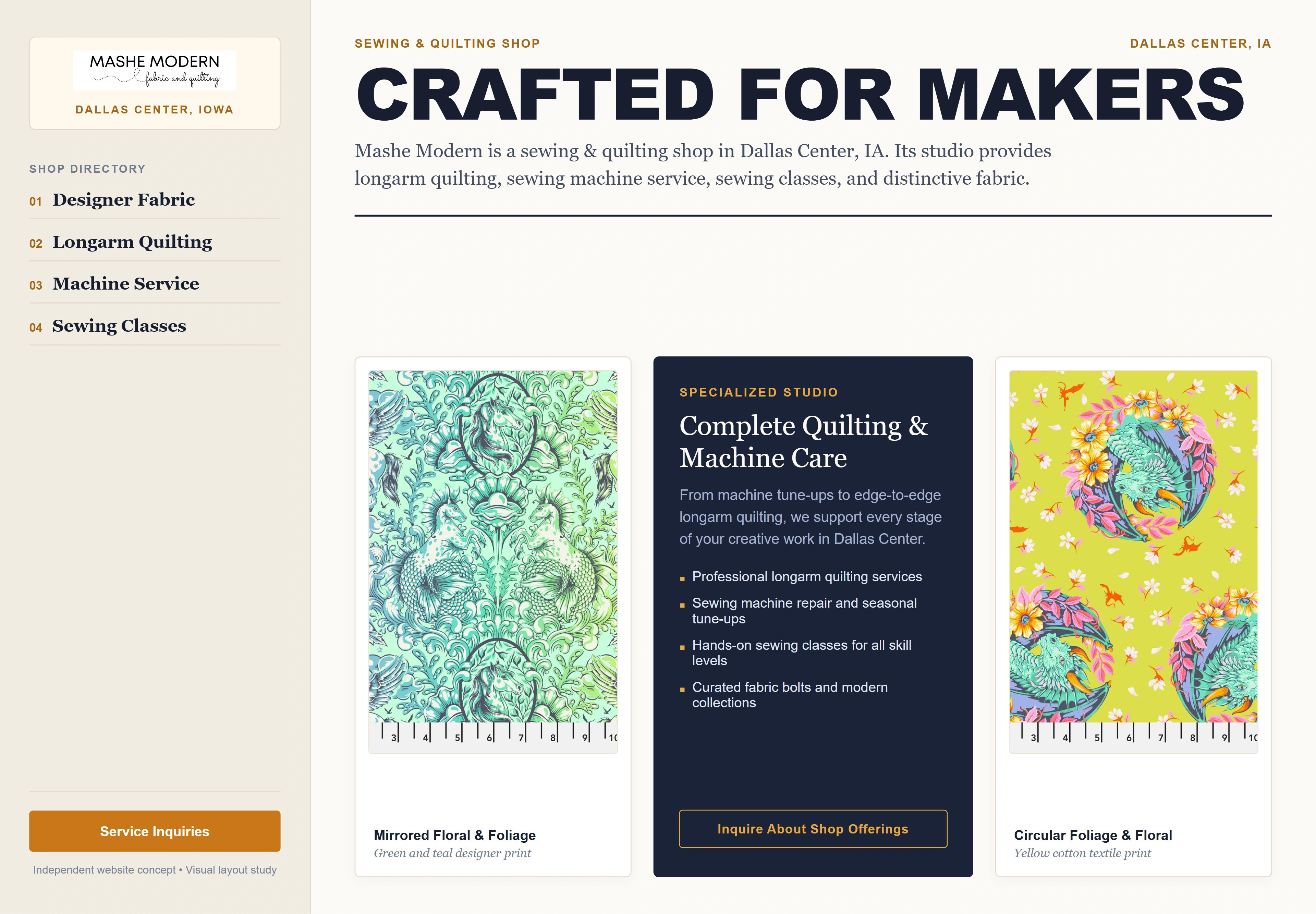 Mashe Modern, individual website design concept D