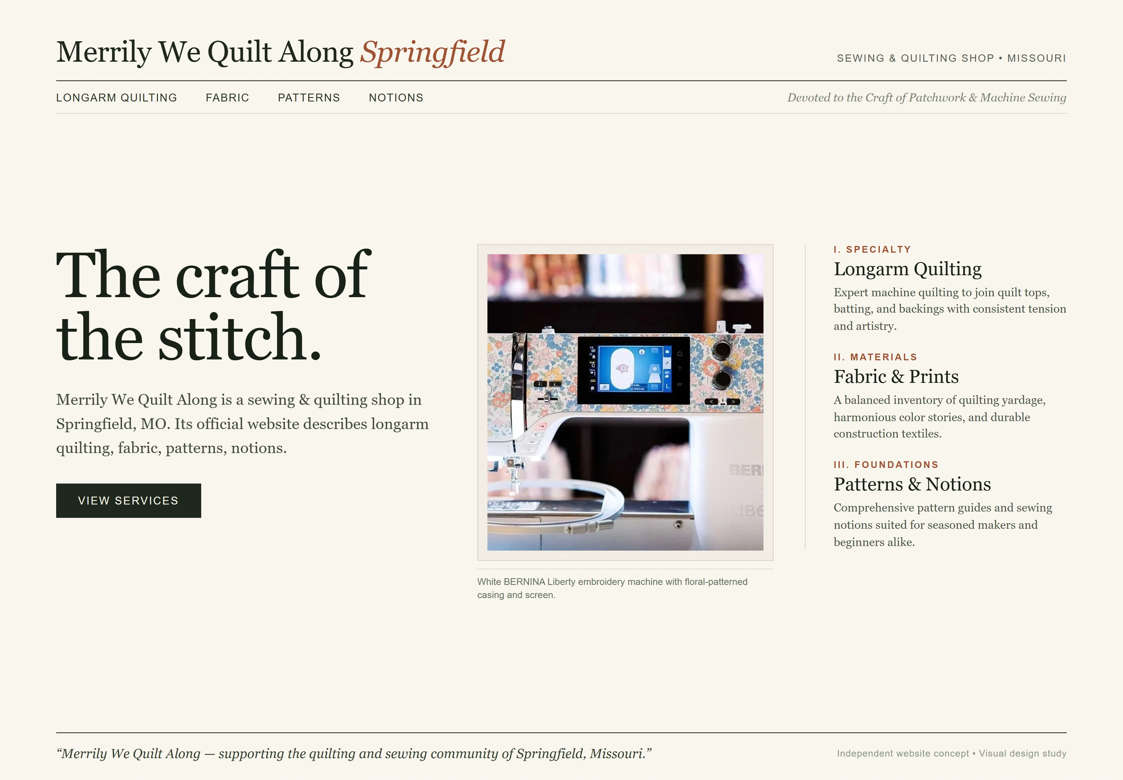 Merrily We Quilt Along, individual website design concept B