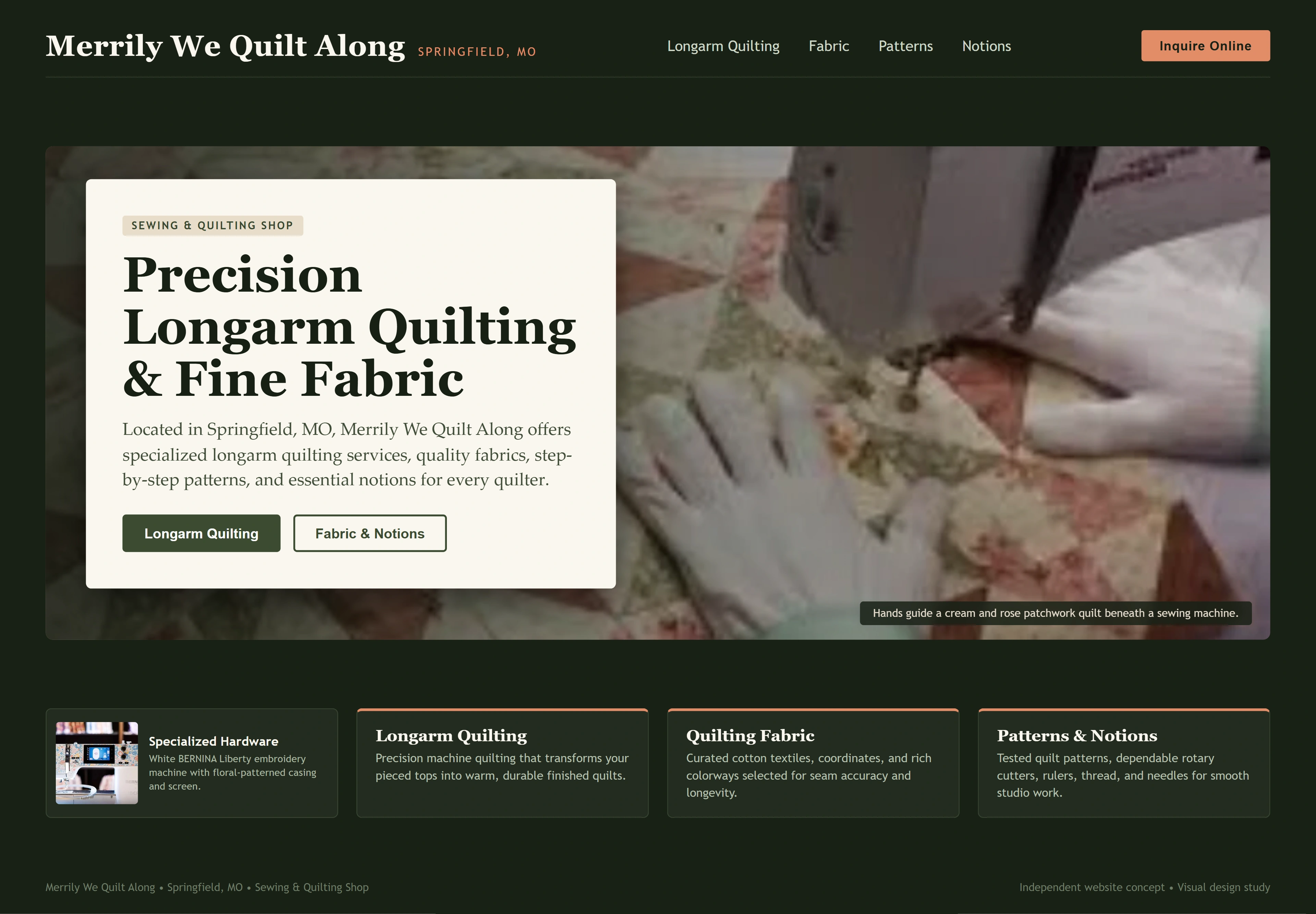 Merrily We Quilt Along, individual website design concept C